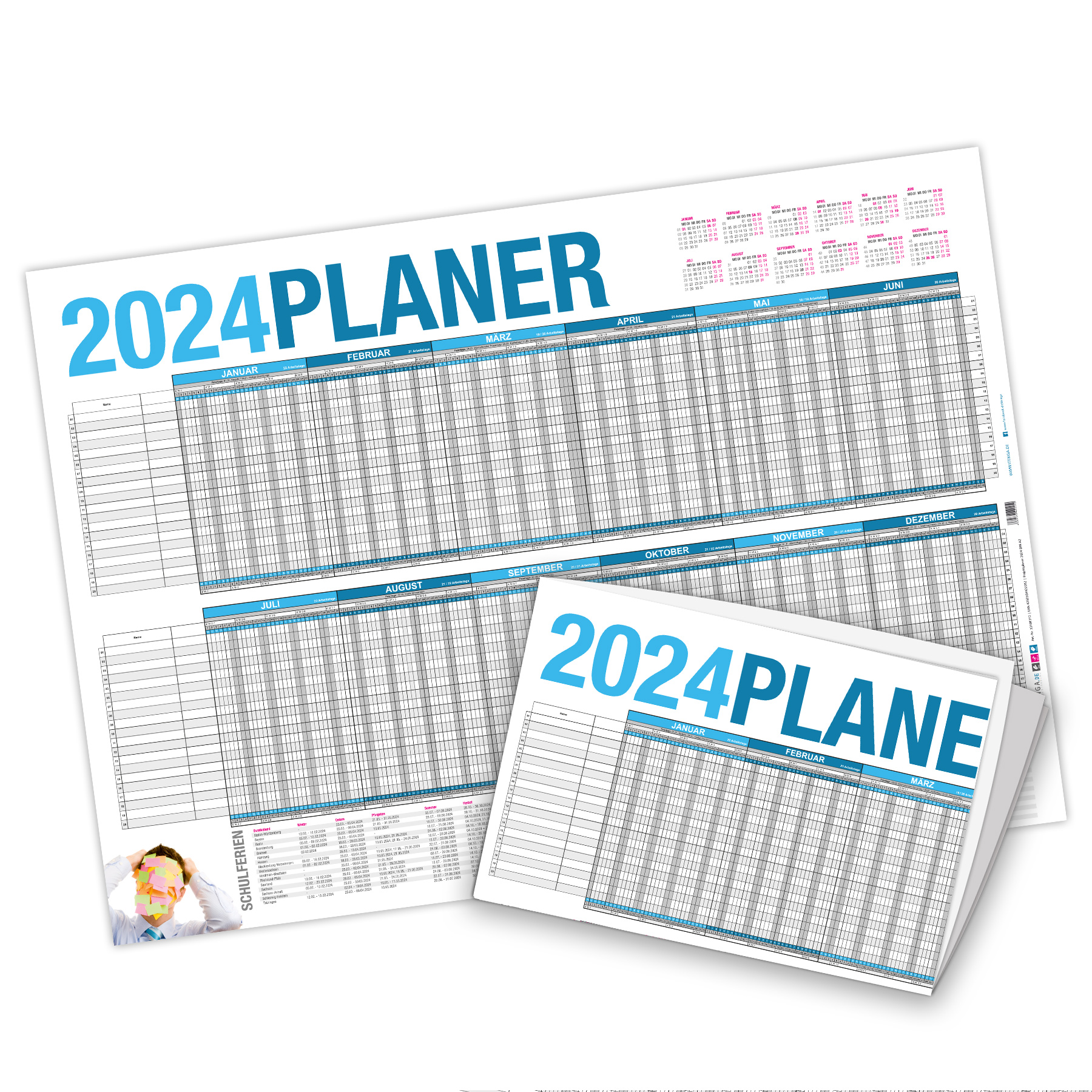 Urlaubsplaner Projektplaner 2024 Wandkalender DIN A2 gef...