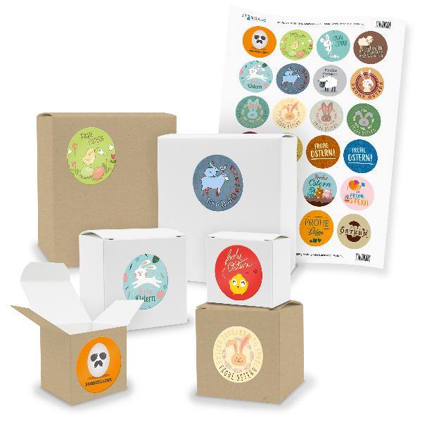 itenga SET 24x kleine Geschenkboxen mit Sticker Ostern M...