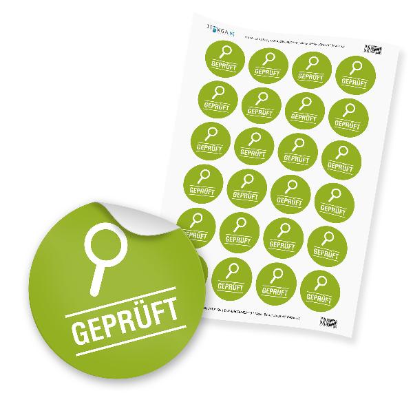 24 x itenga Hinweis Aufkleber Sticker �Gepr�ft� (Motiv 62)