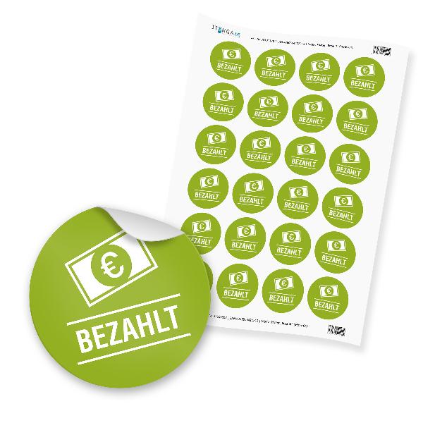24 x itenga Hinweis Aufkleber Sticker �Bezahlt� (Motiv 64)
