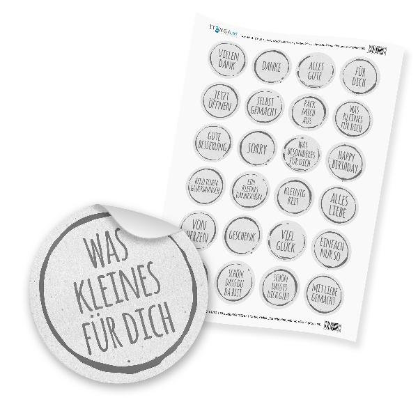 24 x itenga Sticker �Spr�che Stempeldesign Grau� unlacki...