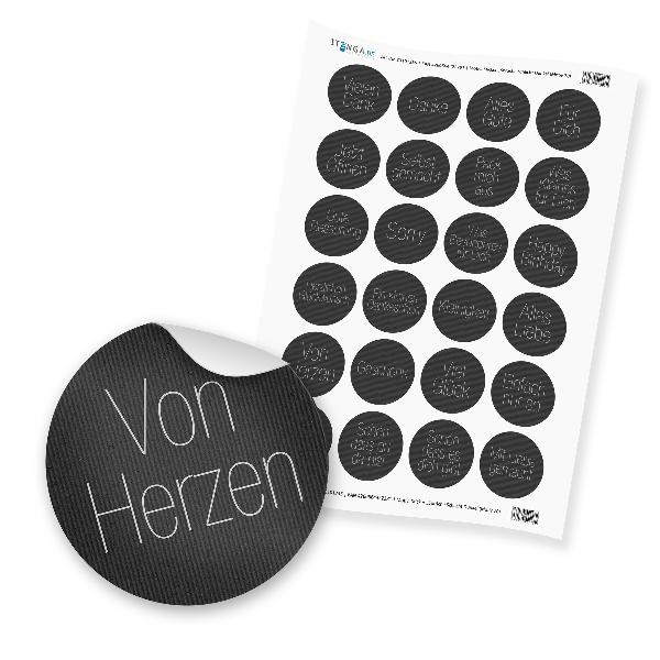 24 x itenga  Sticker Sprche Schlicht Dunkel (Motiv 70)