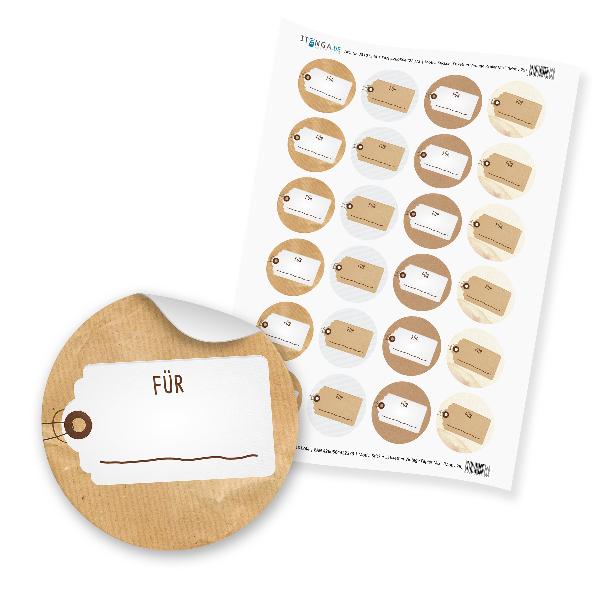 24 x itenga Sticker �Etiketten Vintage Papier Mix� unlac...