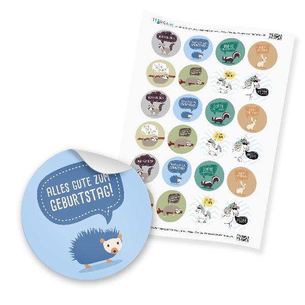 24 x itenga Sticker �Tiere Geburtstagsspr�che Mix� (Moti...