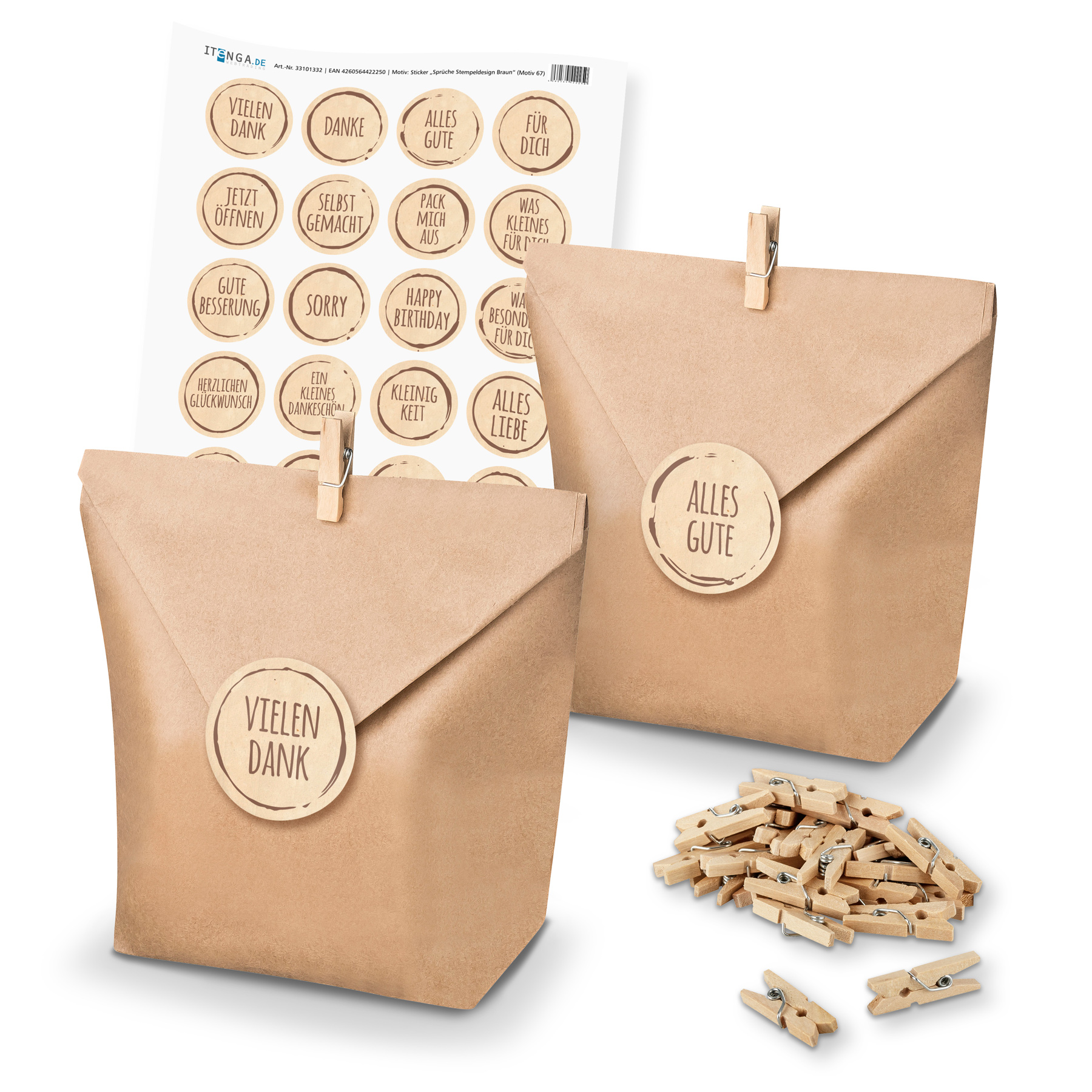 itenga SET Geschenkt�ten Spr�che Stempeldesign Braun unl...