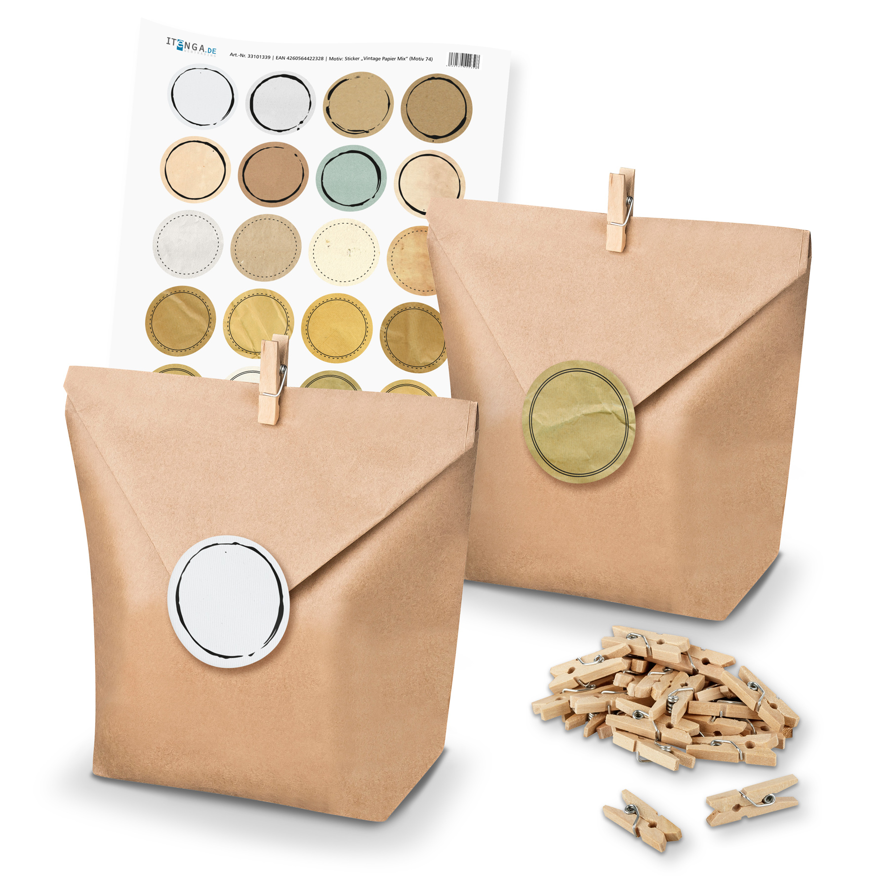 itenga SET Geschenkt�ten Vintage Papier Mix unlackiert (...