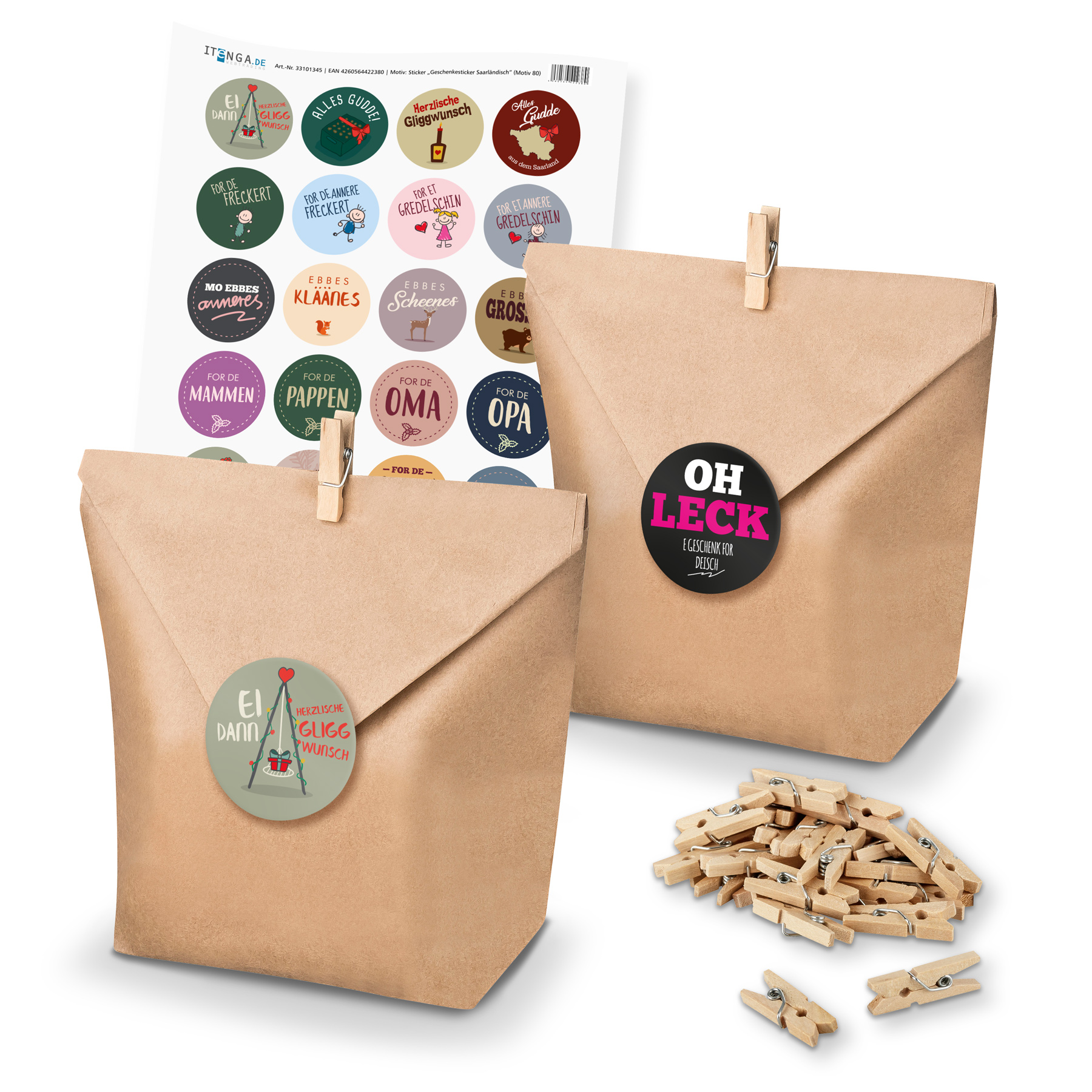 itenga SET Geschenkt�ten Geschenkesticker Saarl�ndisch (...