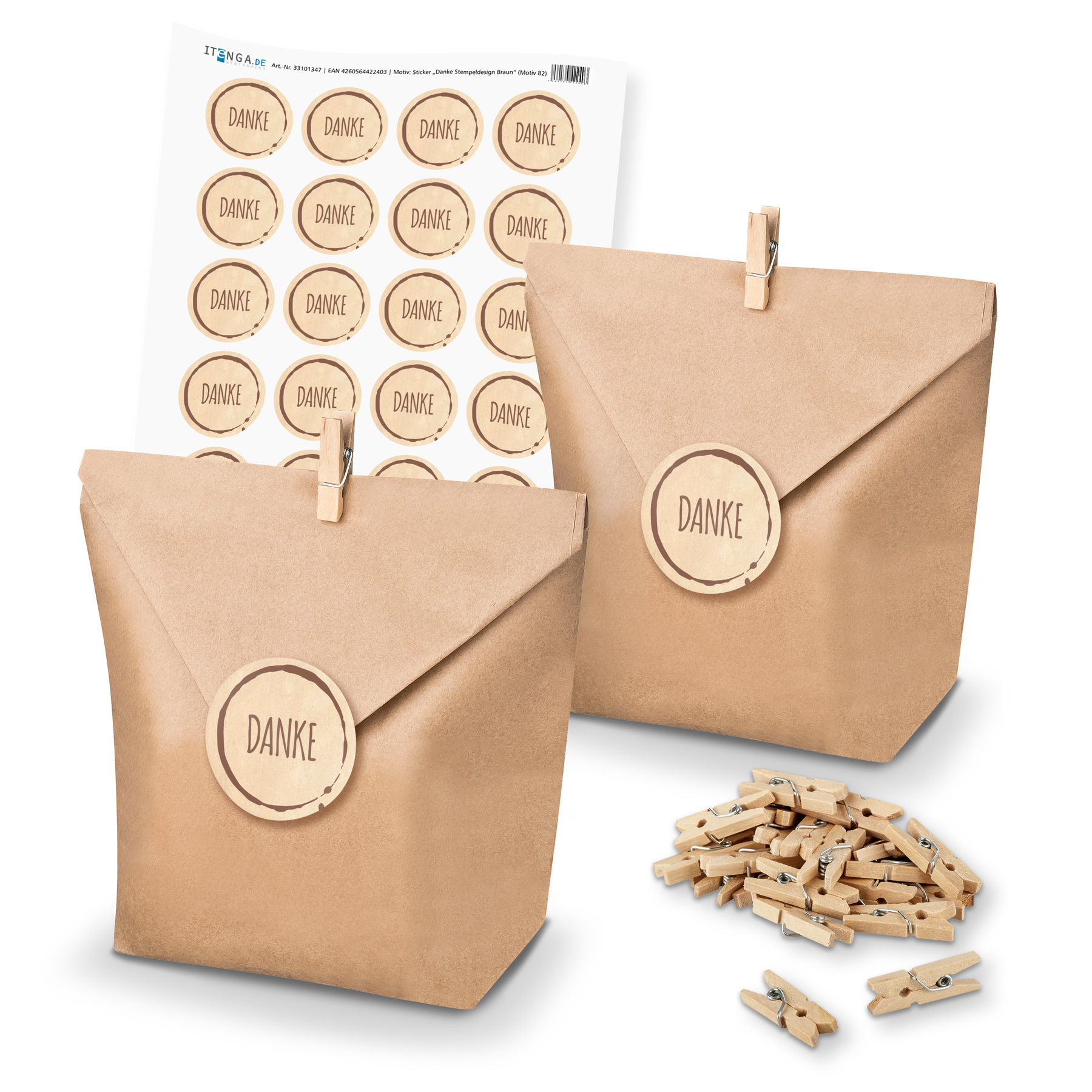 itenga SET Geschenkt�ten Danke Stempeldesign Braun unlac...