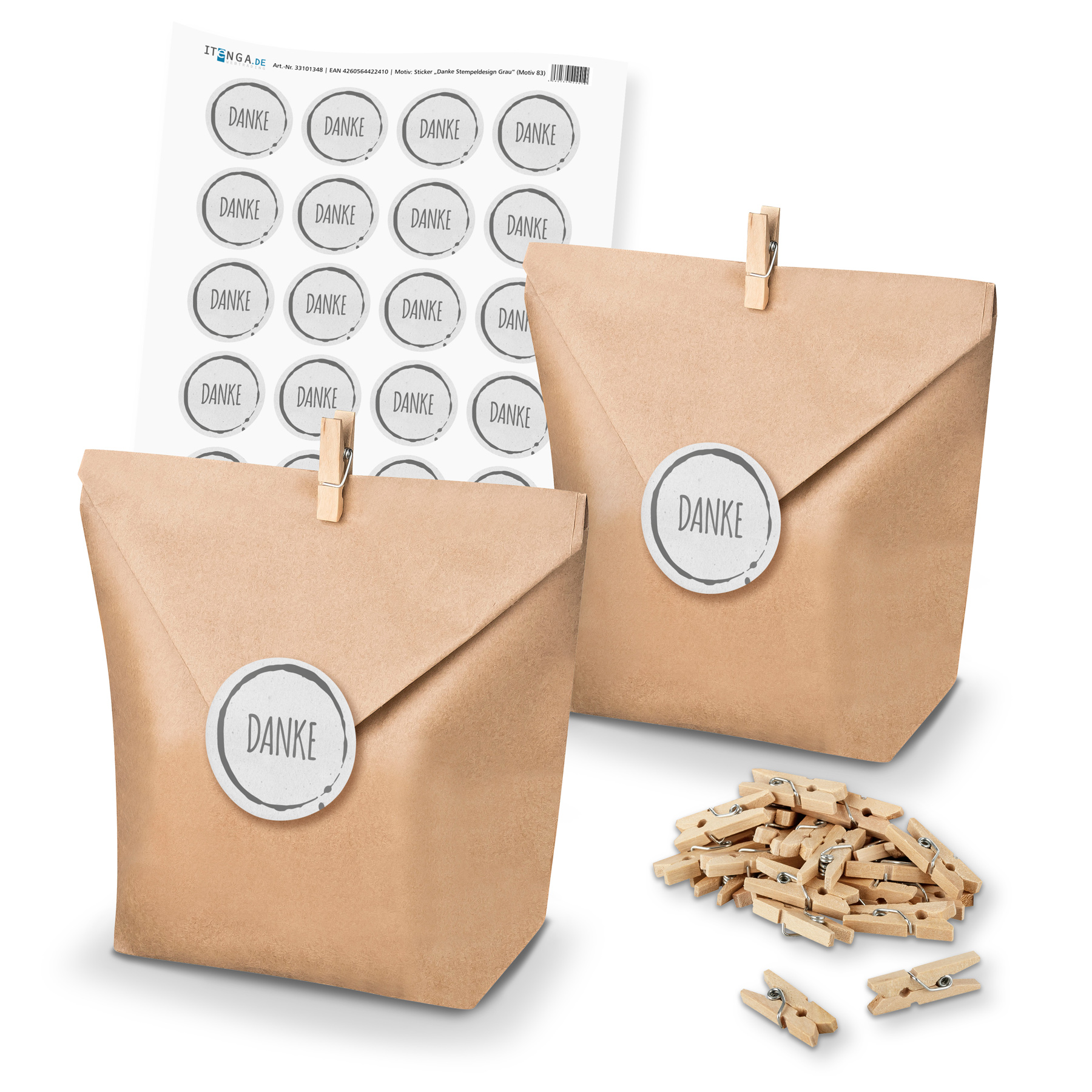 itenga SET Geschenkt�ten Danke Stempeldesign Grau unlack...