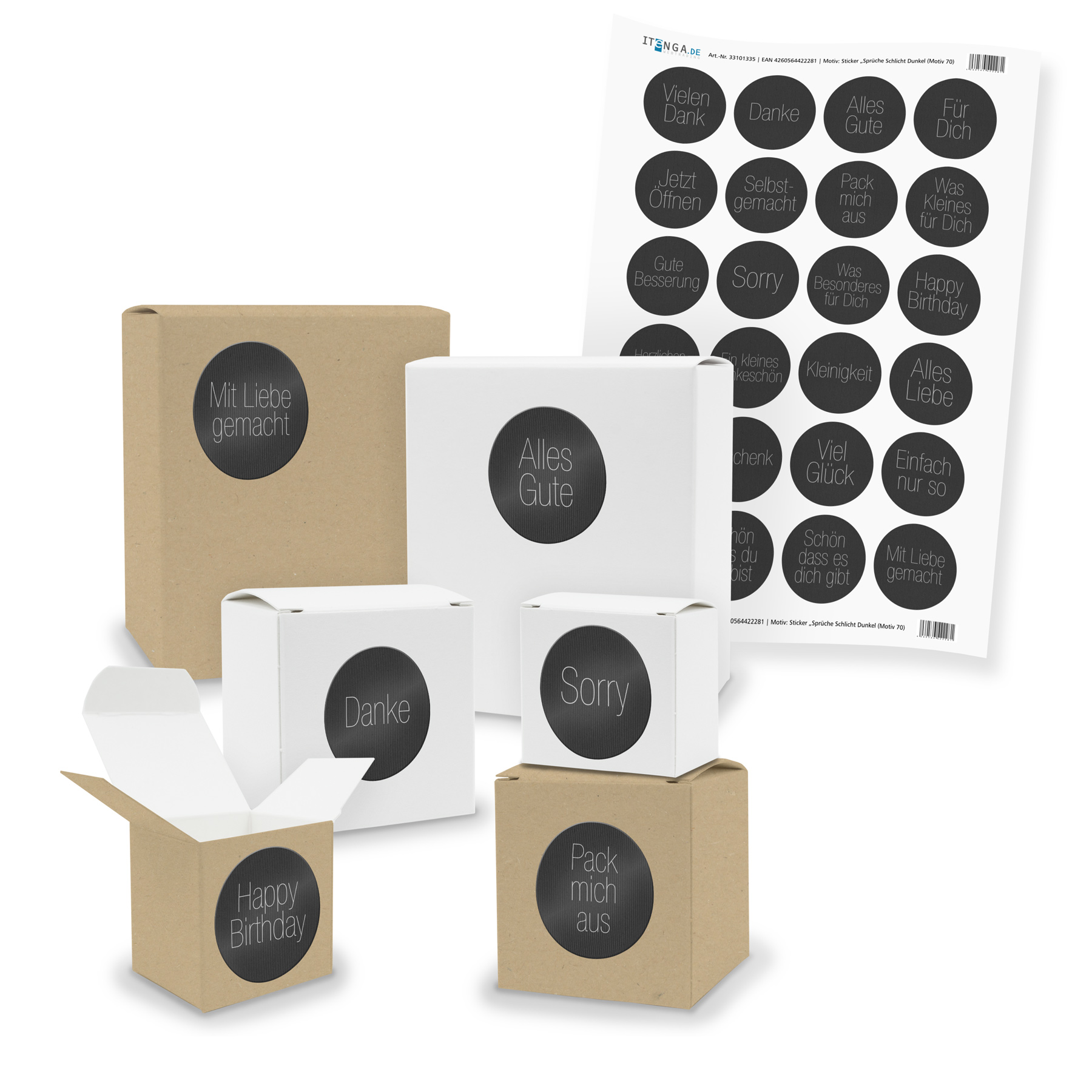 itenga SET Spr�che Schlicht Dunkel (Motiv 70 V03) 24x kl...