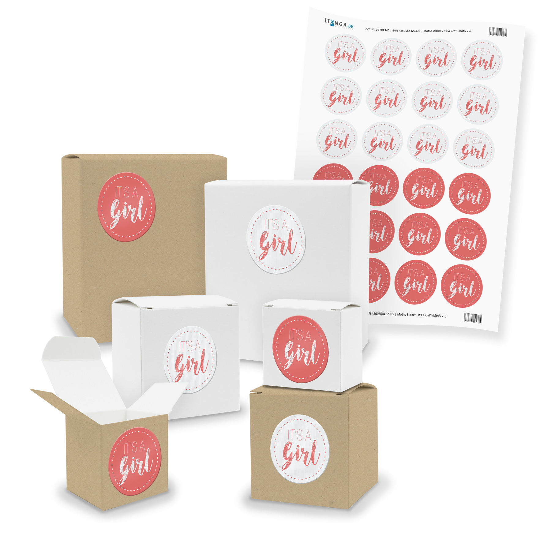 itenga SET It s a Girl (Motiv 75 V03) 24x kleine Geschen...