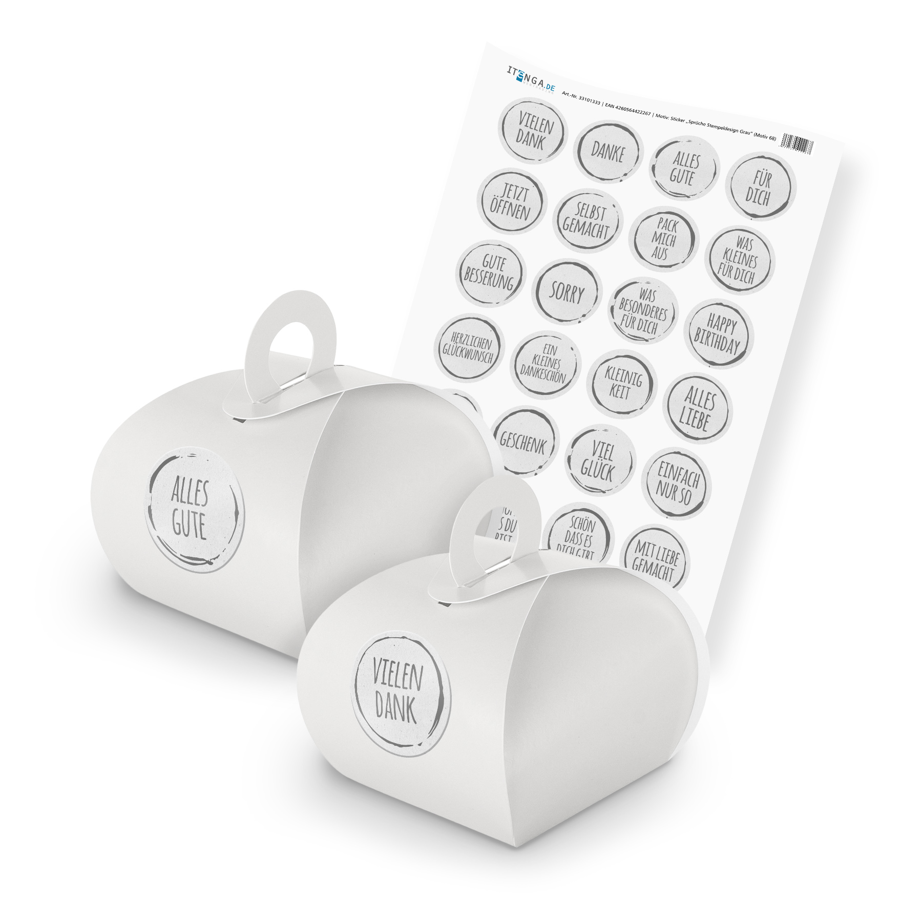 itenga SET Spr�che Stempeldesign Grau unlackiert (Motiv ...