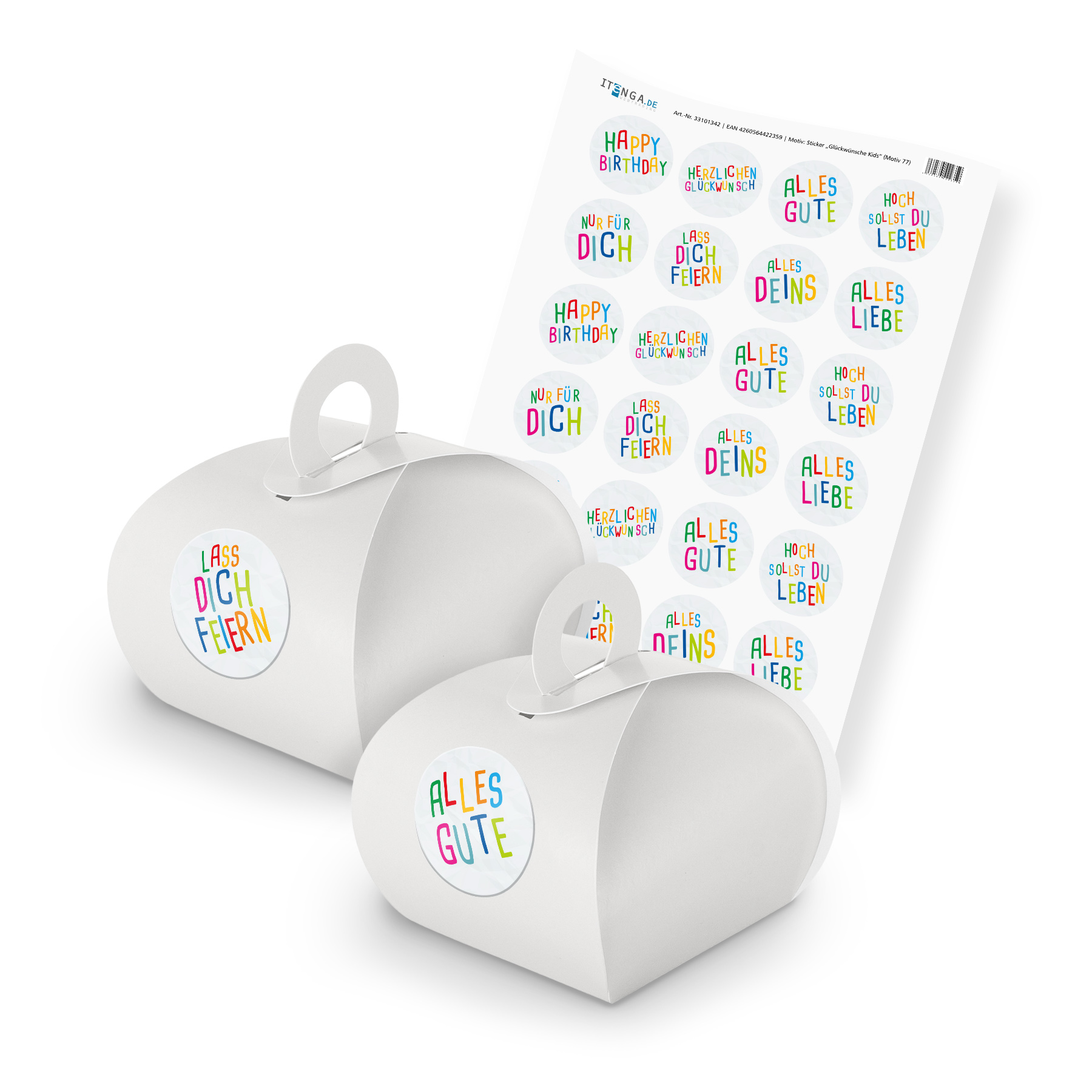 itenga SET Gl�ckw�nsche Kids (Motiv 77) 24x Geschenkscha...