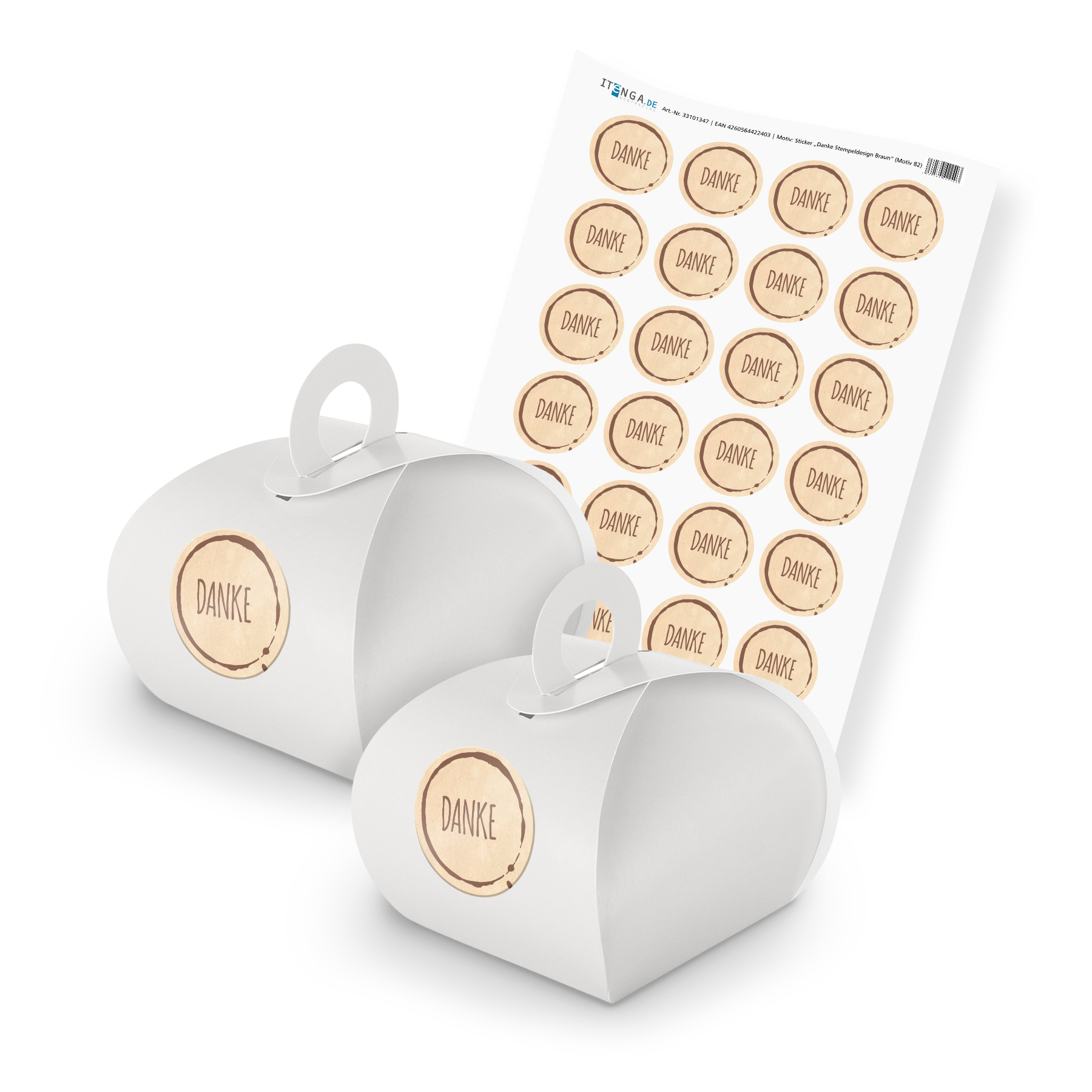 itenga SET Danke Stempeldesign Braun unlackiert (Motiv ...