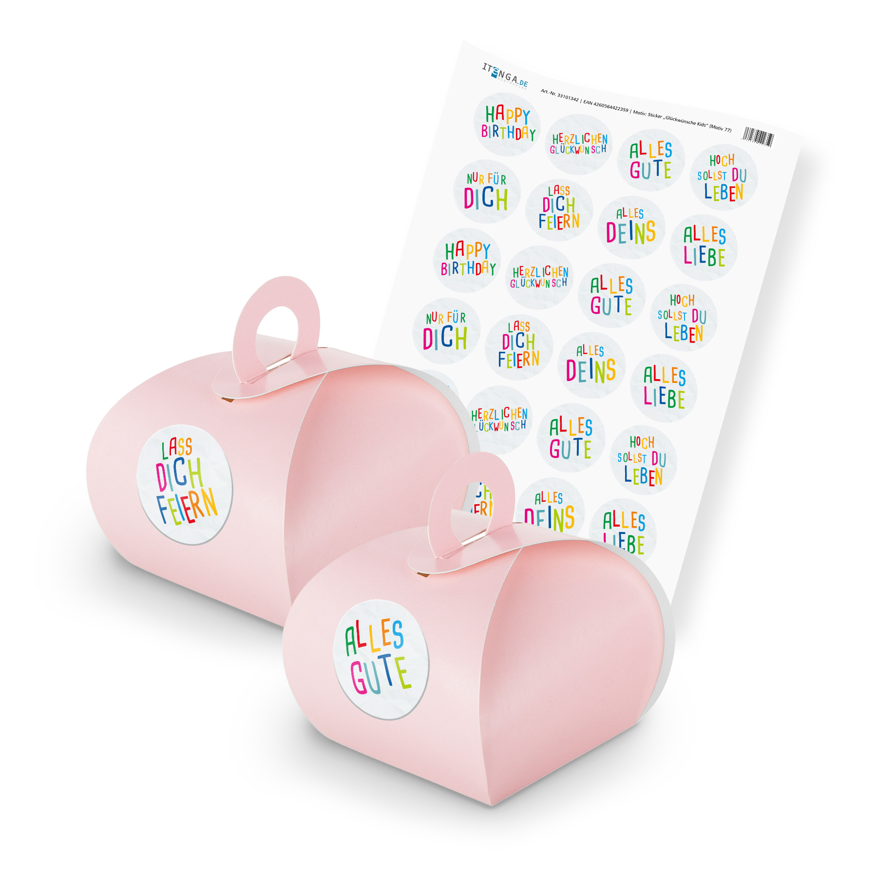 itenga SET Gl�ckw�nsche Kids (Motiv 77) 24x Geschenkscha...