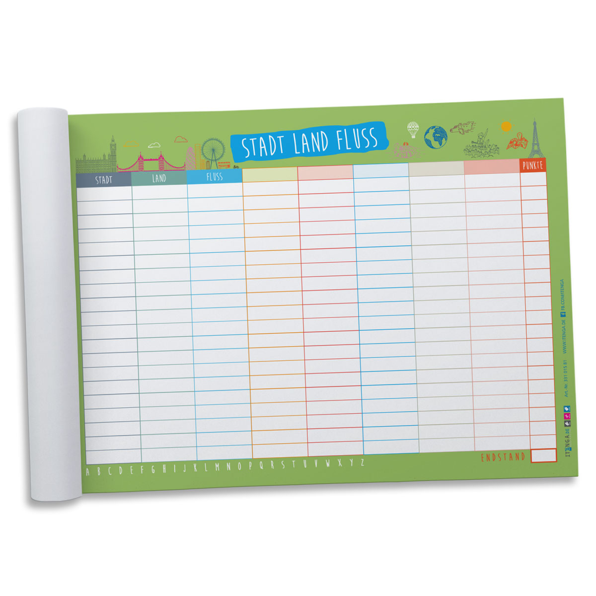 itenga Spieleblock Stadt Land Fluss DIN A5 50 Blatt