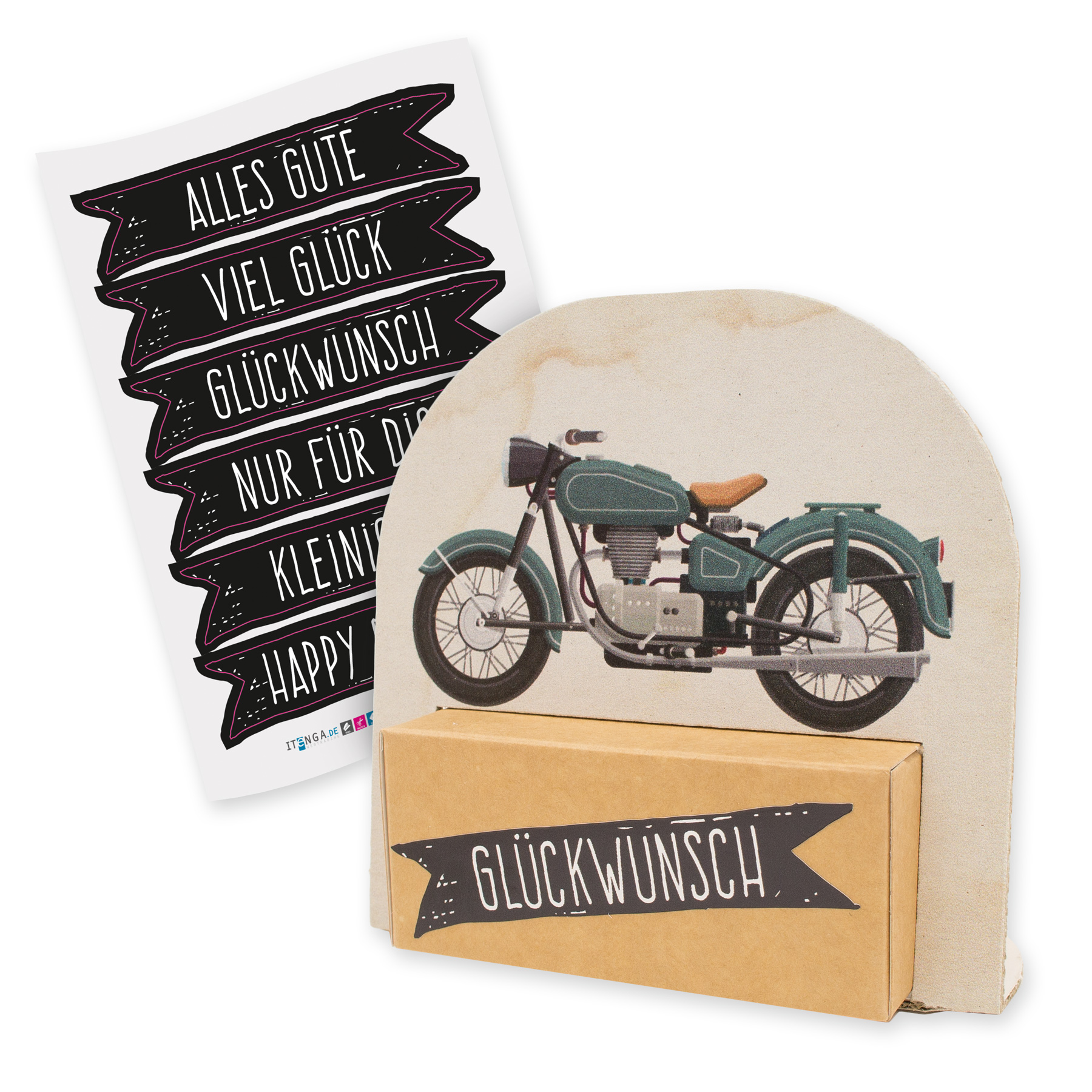 itenga Geldgeschenkverpackung Motorrad Vintage mit Stick...