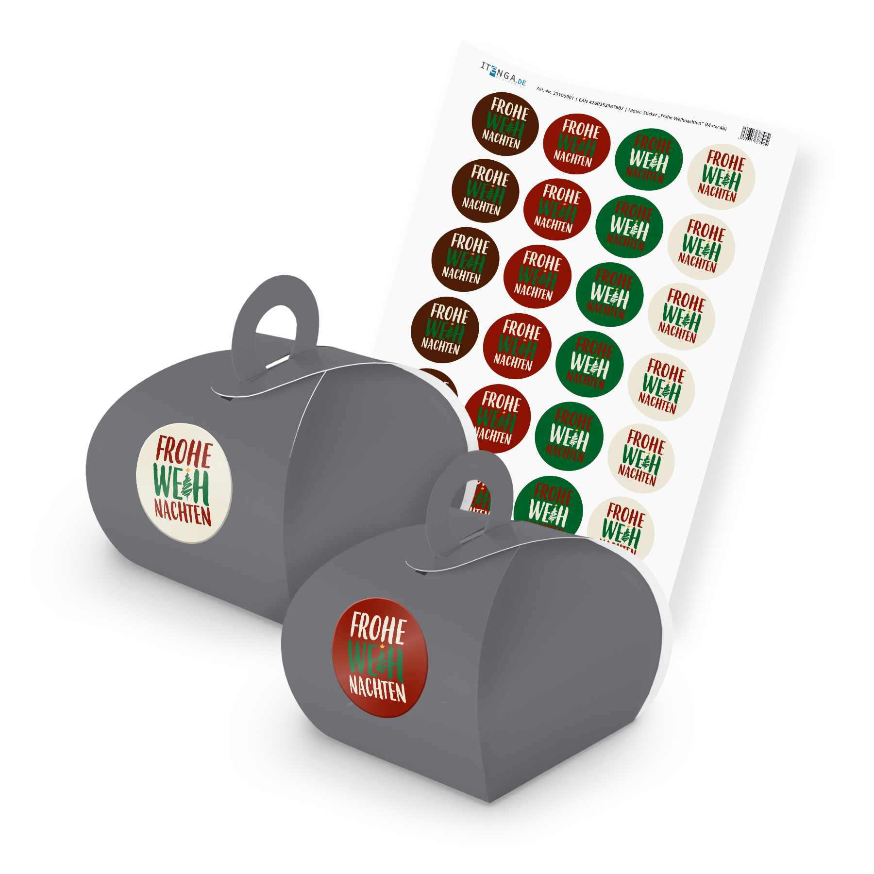 itenga SET Frohe Weihnachten (Motiv 48) 24x Geschenkscha...
