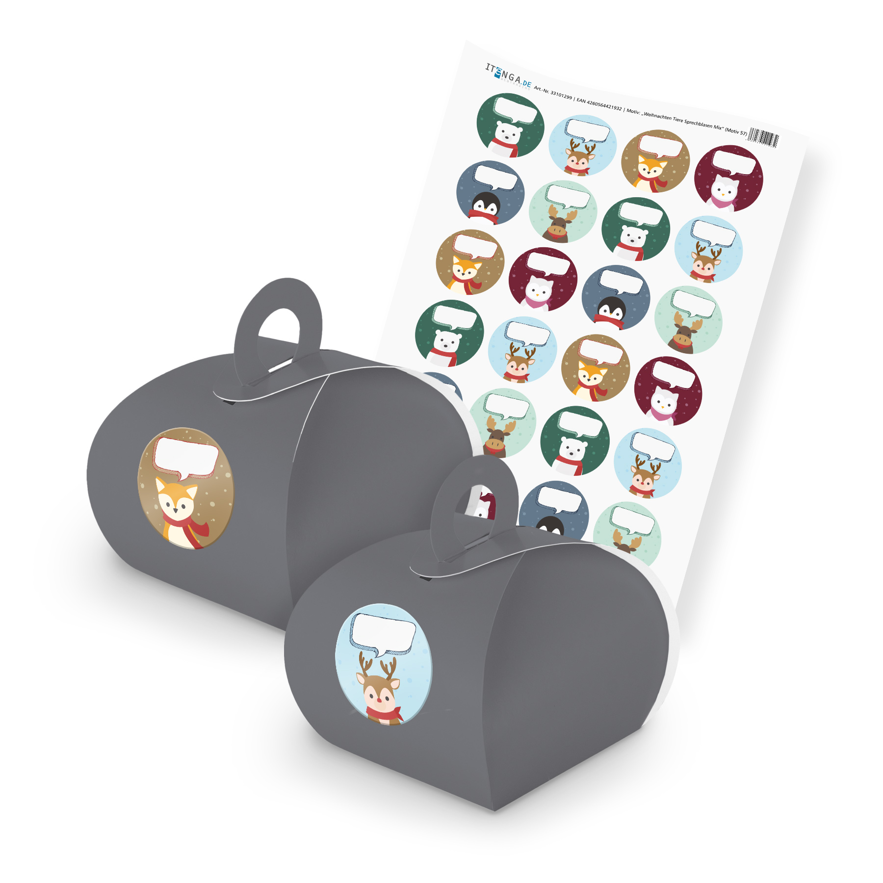 itenga SET Weihnachten Tiere Sprechblasen Mix (Motiv 57)...