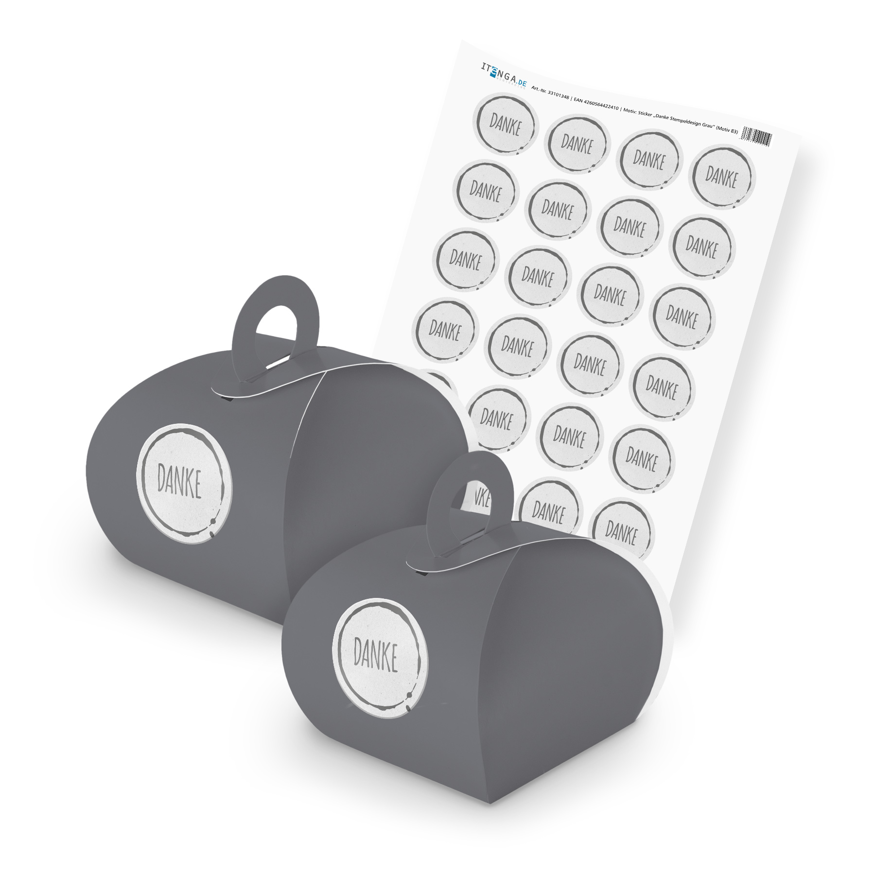 itenga SET Danke Stempeldesign grau unlackiert (Motiv 83...