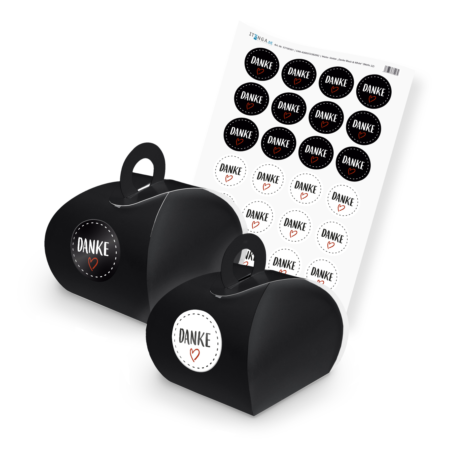 itenga SET DANKE (Motiv 22) 24x Geschenkschachtel mit Gr...
