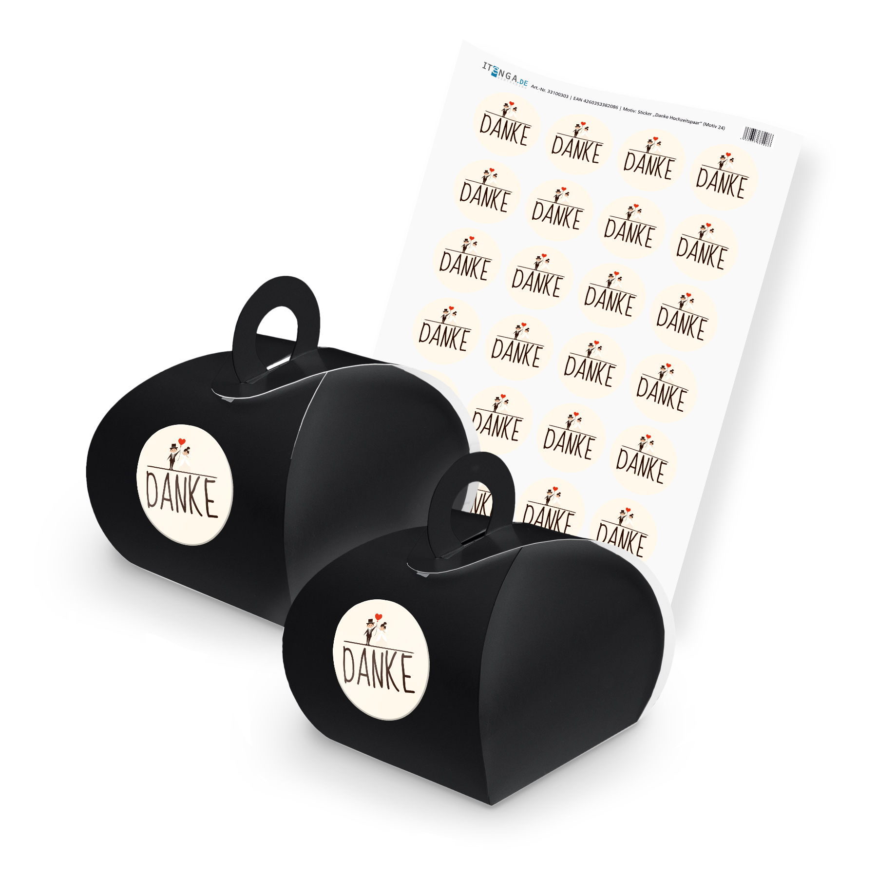 itenga SET DANKE Hochzeitspaar (Motiv 24) 24x Geschenksc...