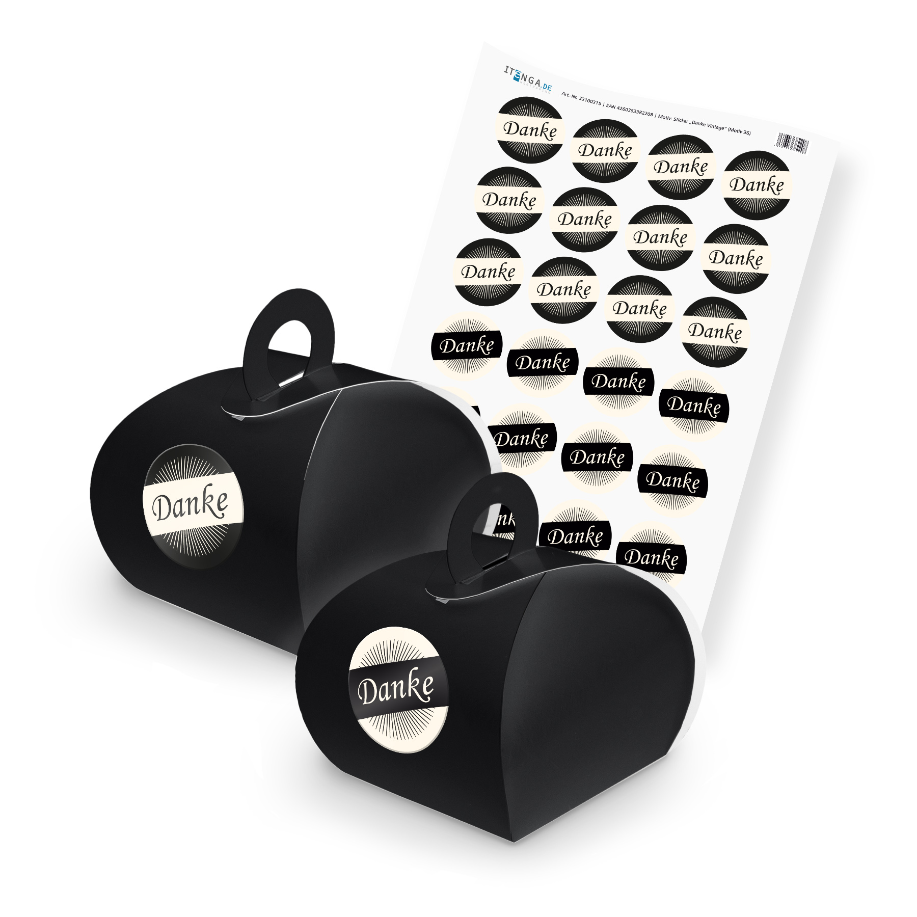 itenga SET DANKE (Motiv 36) 24x Geschenkschachtel mit Gr...