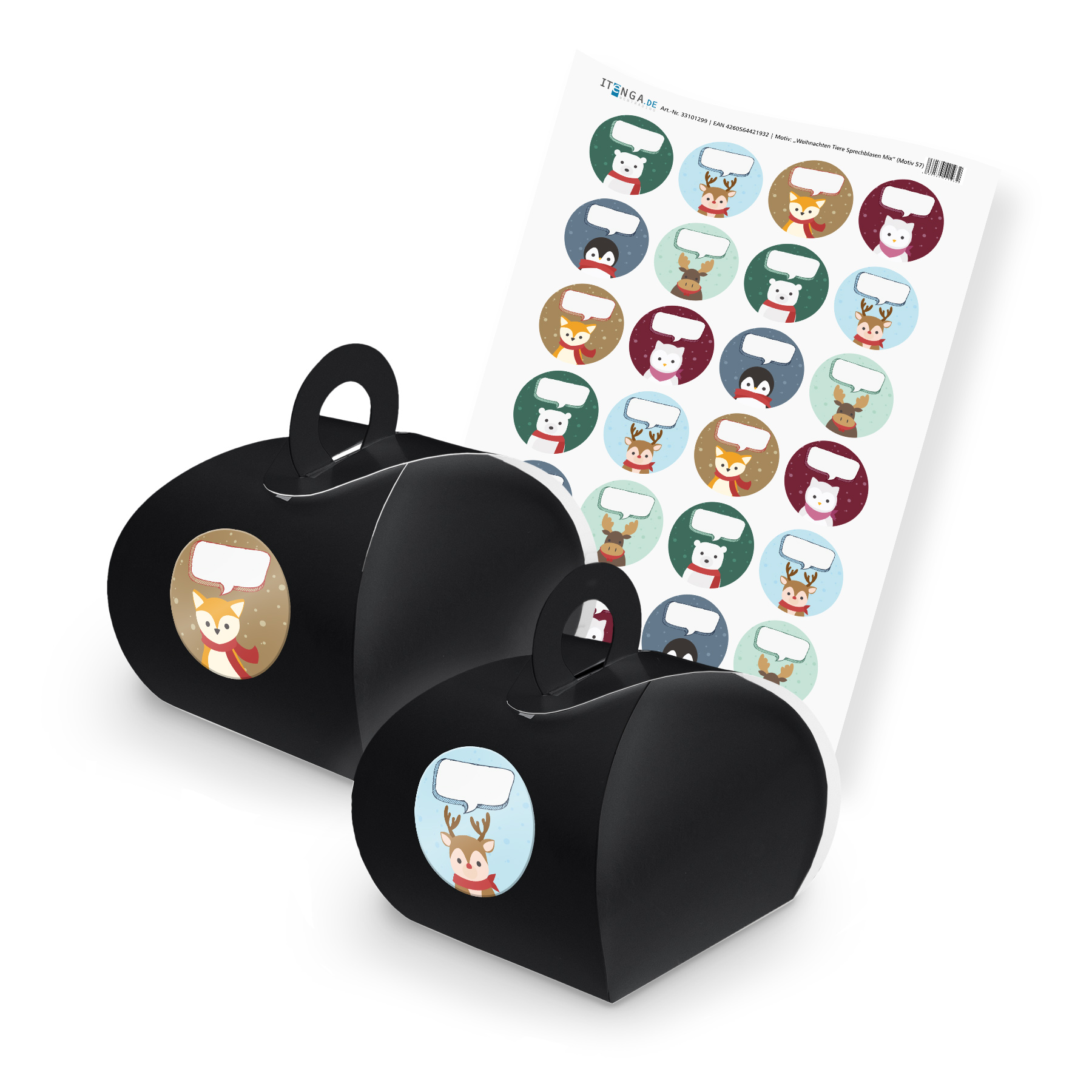 itenga SET Weihnachten Tiere Sprechblasen Mix (Motiv 57)...