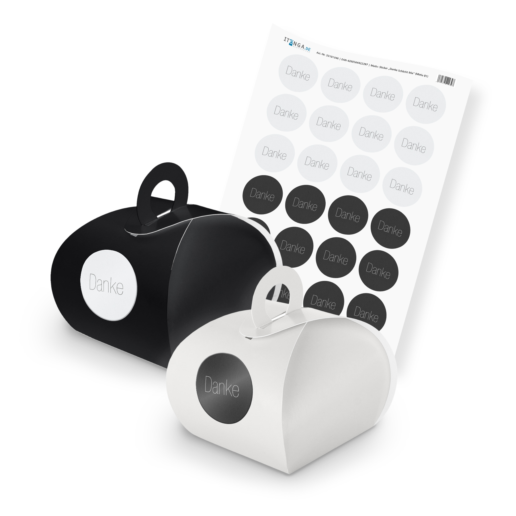 itenga SET Danke Schlicht Mix (Motiv 81) 24x Geschenksch...
