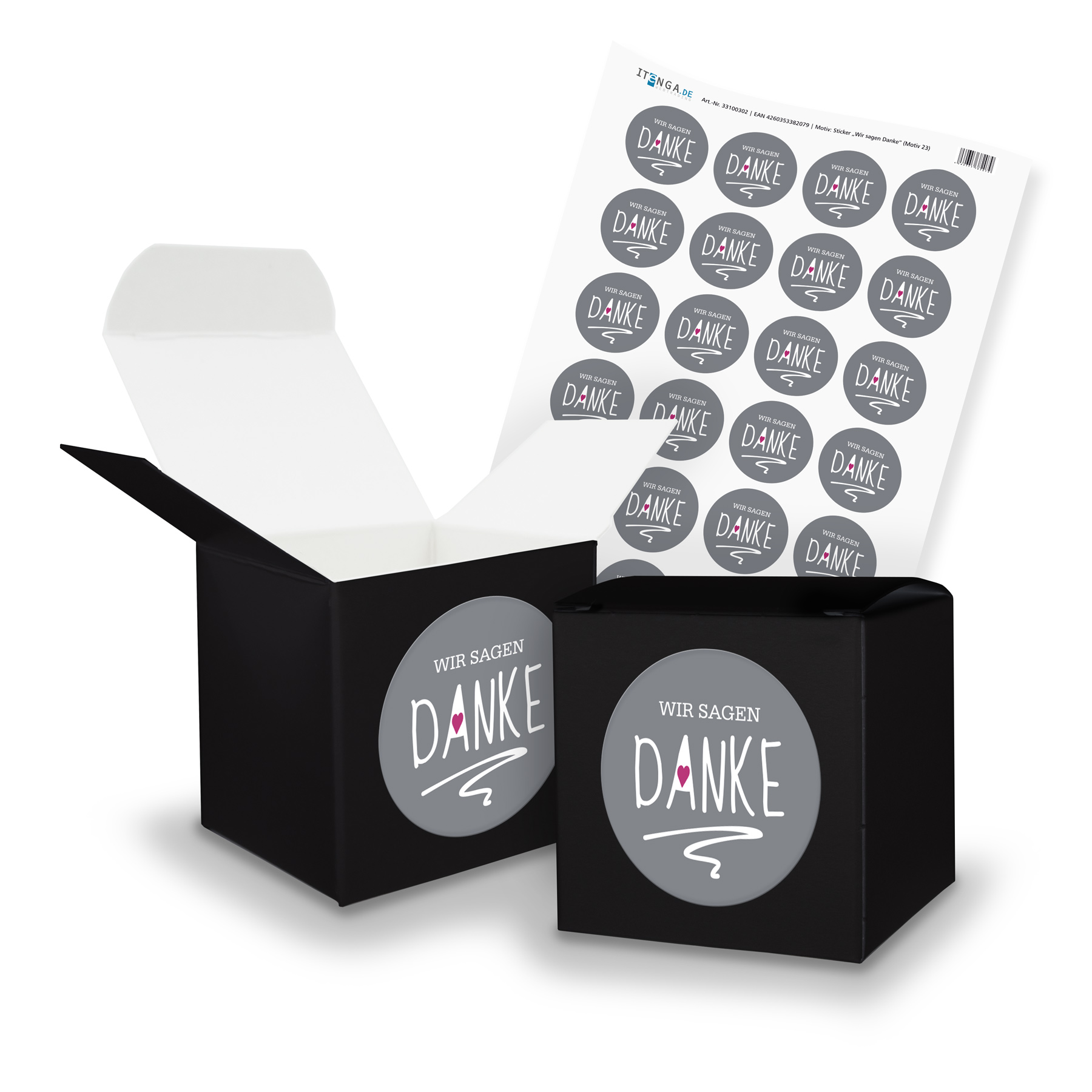itenga SET Wir sagen Danke (Motiv 23) 24x W�rfel 6,5cm s...
