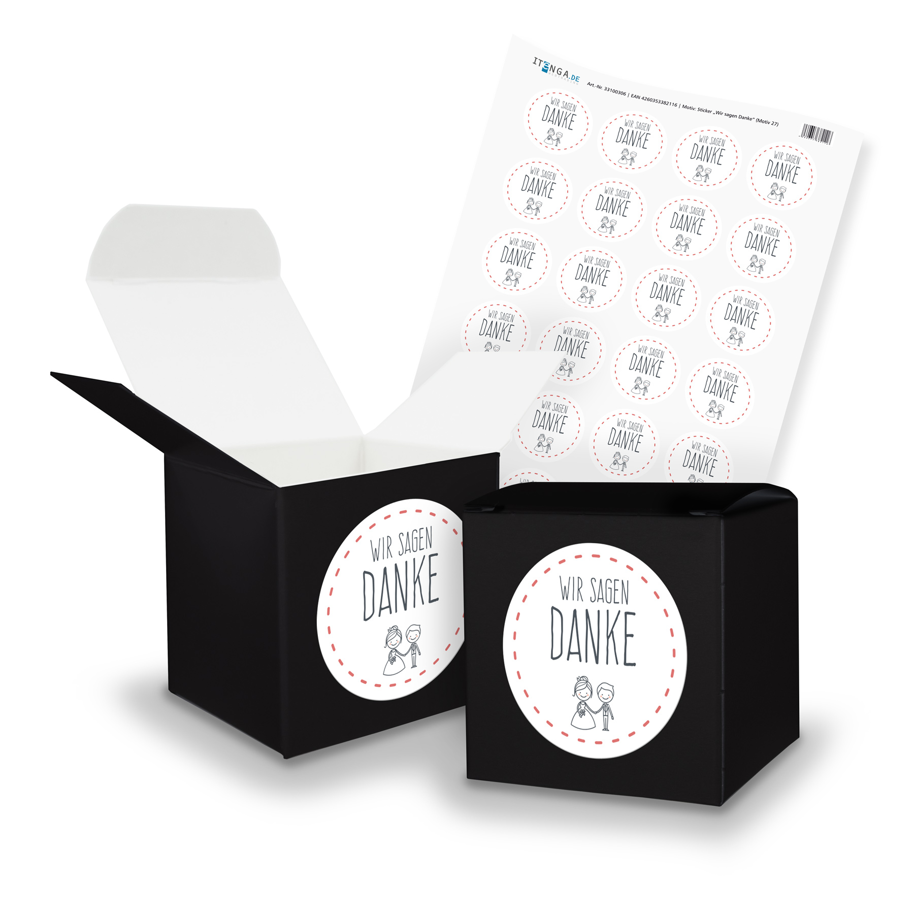 itenga SET Wir sagen Danke (Motiv 27) 24x W�rfel 6,5cm s...