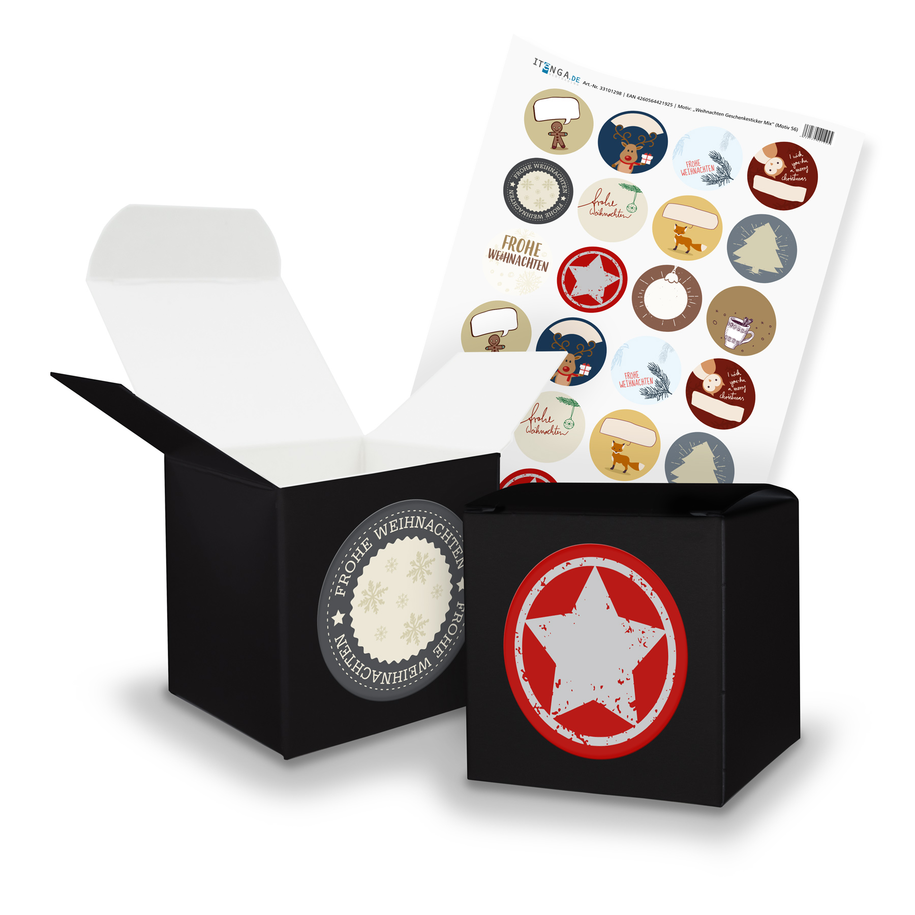 itenga SET Weihnachten Geschenkesticker Mix (Motiv 56) 2...