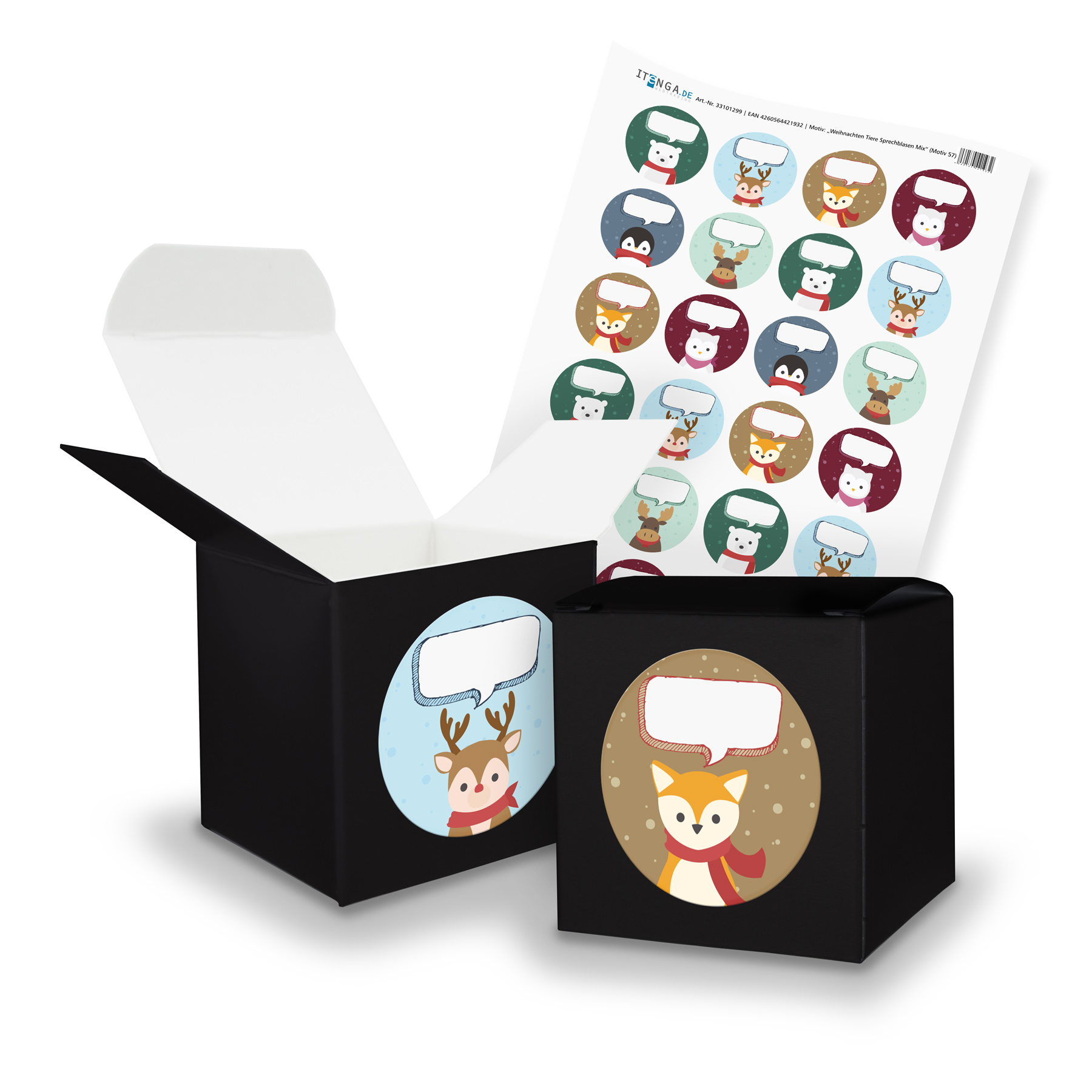 itenga SET Weihnachten Tiere Sprechblasen Mix (Motiv 57)...