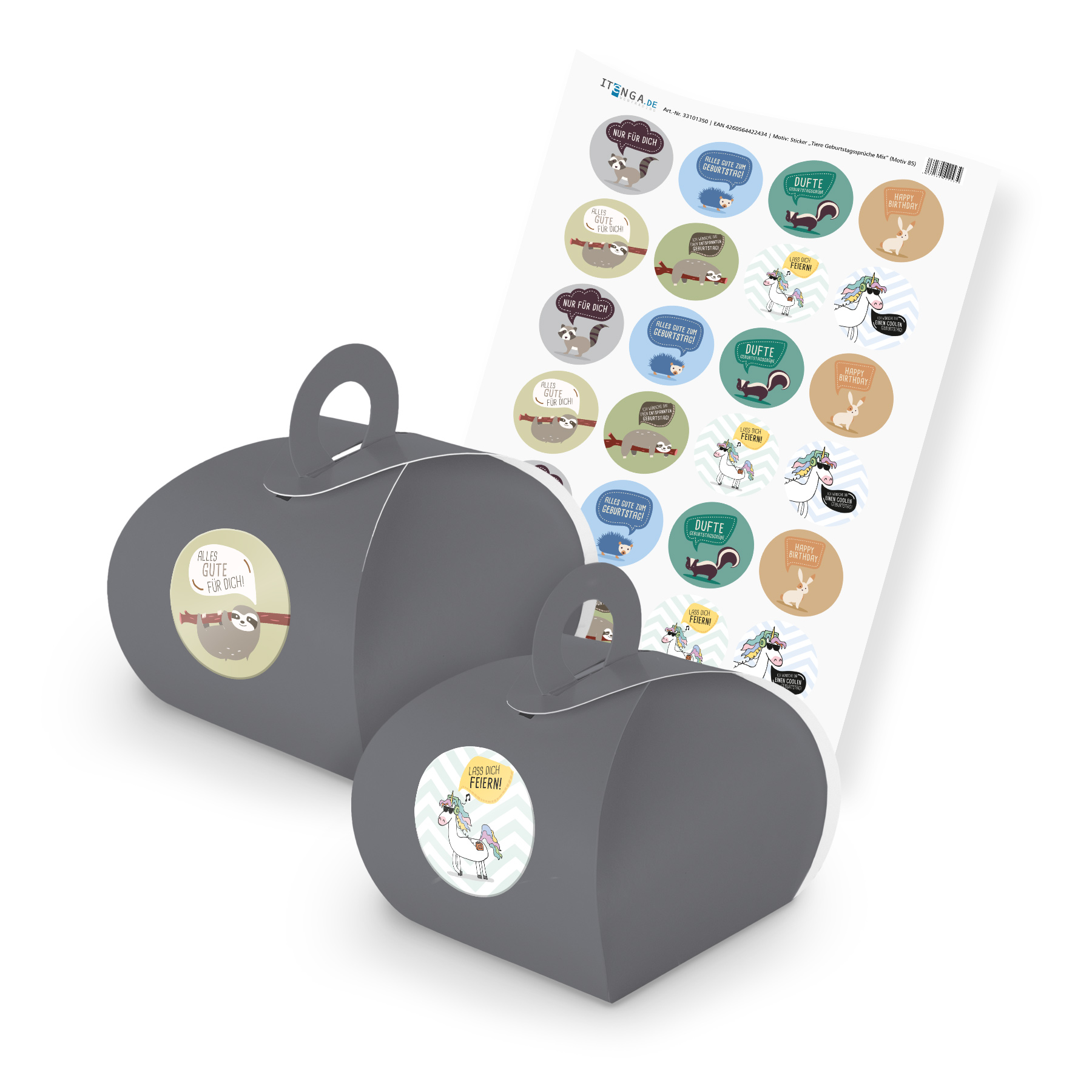 itenga SET Tiere Geburtstagsspr�che Mix (Motiv 85) 24x G...