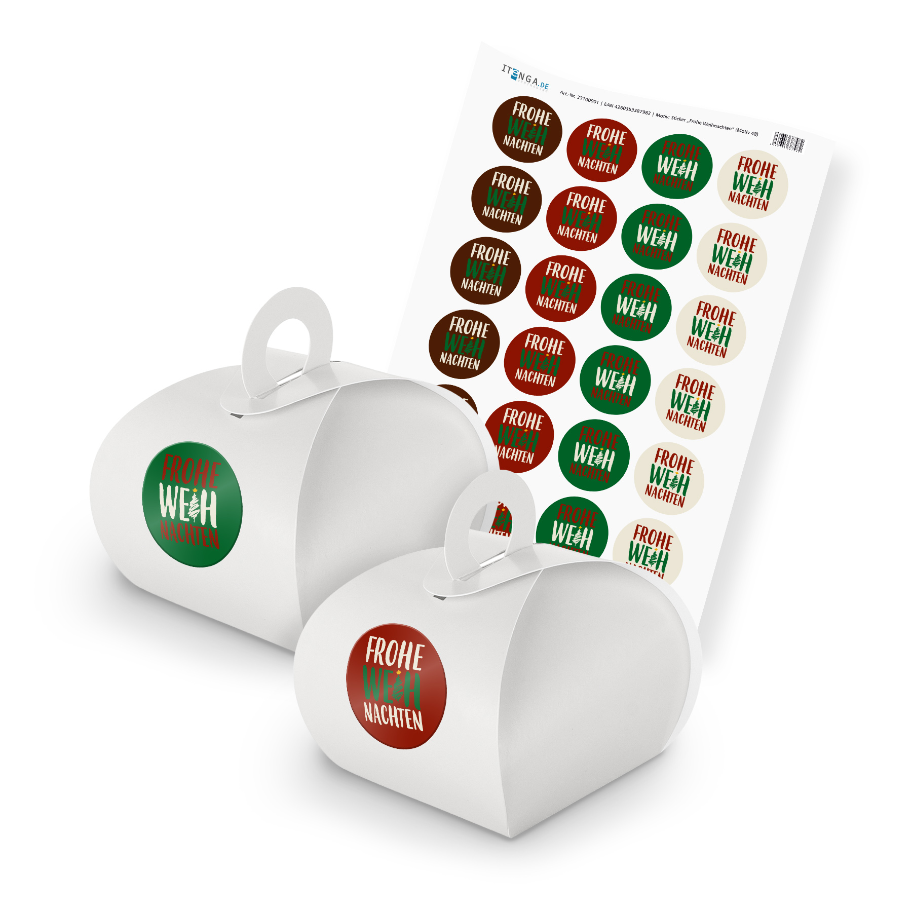 itenga SET Frohe Weihnachten (Motiv 48) 24x Geschenkscha...