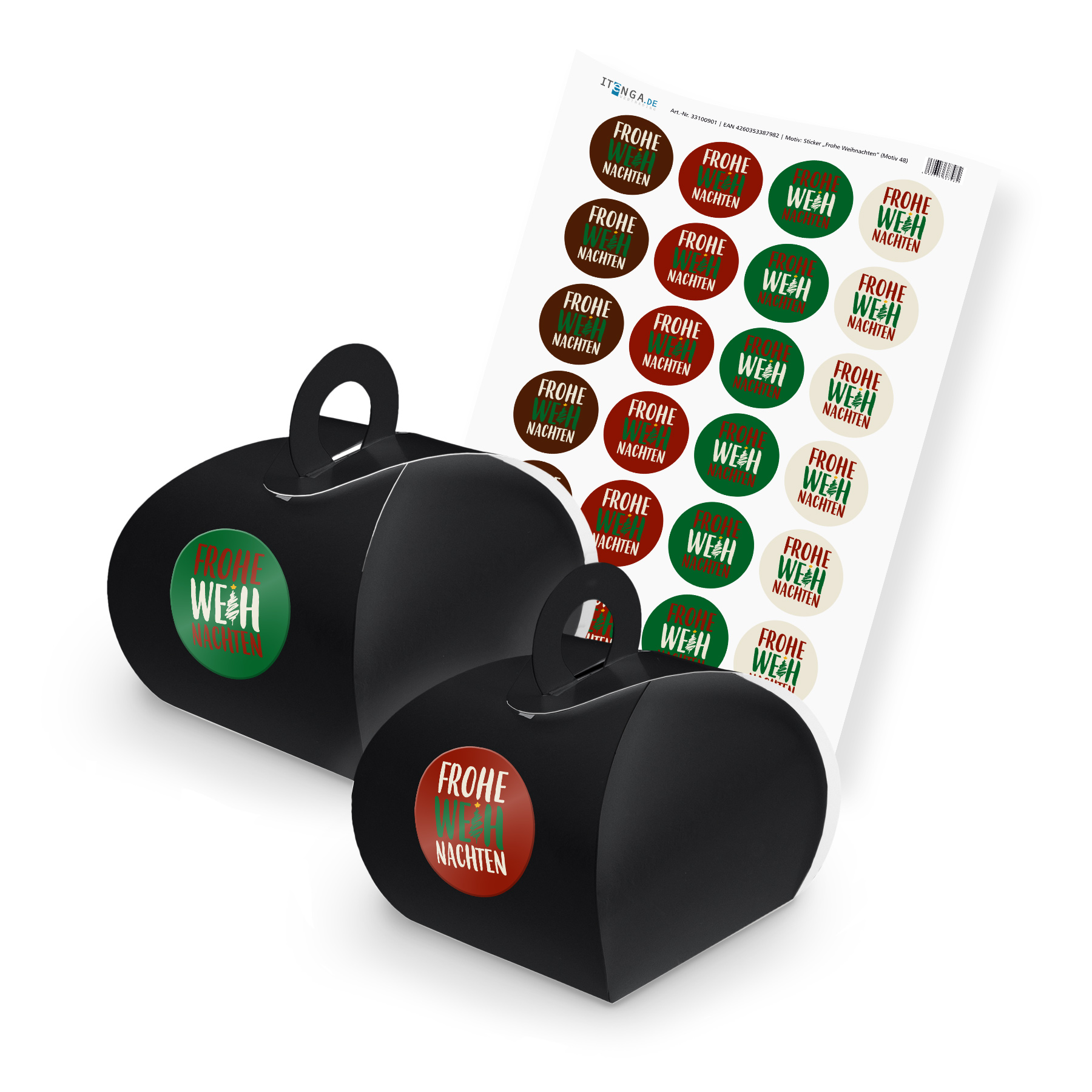itenga SET Frohe Weihnachten (Motiv 48) 24x Geschenkscha...