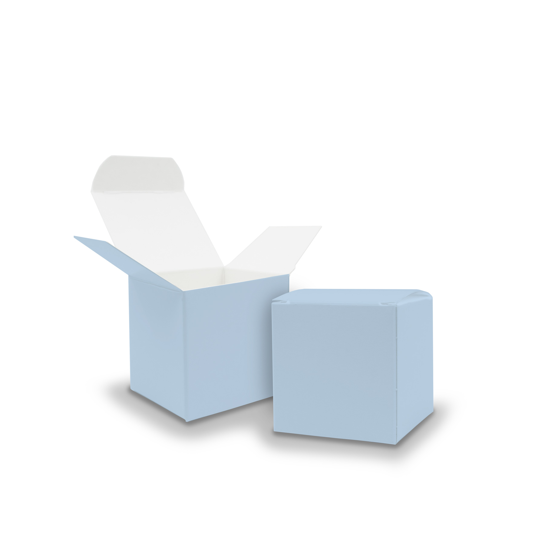 50x itenga W�rfelbox aus Karton 5x5cm eisblau Gastgeschenk