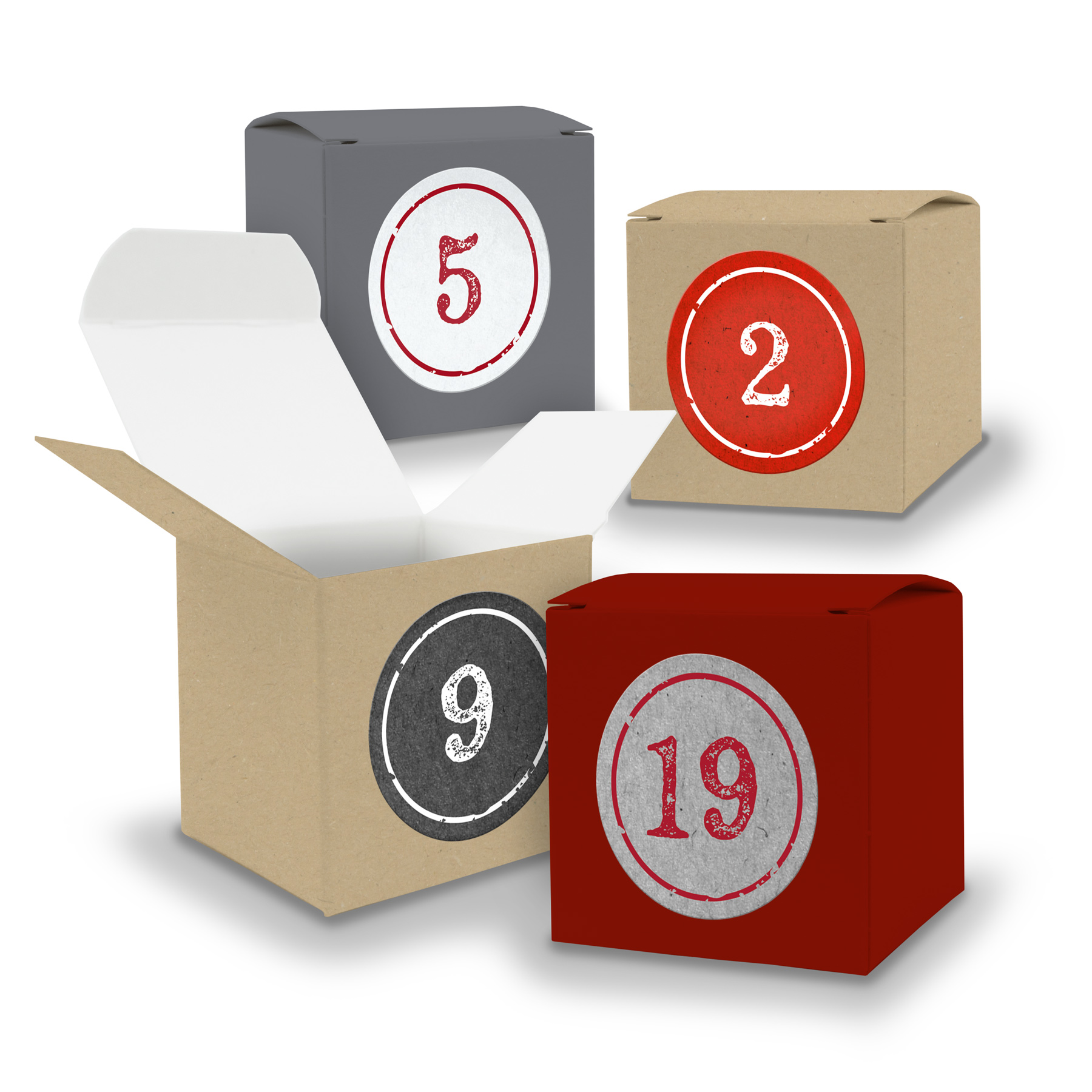 Adventskalender zum F�llen 24x W�rfel 5cm GRAU BRAUN DUN...