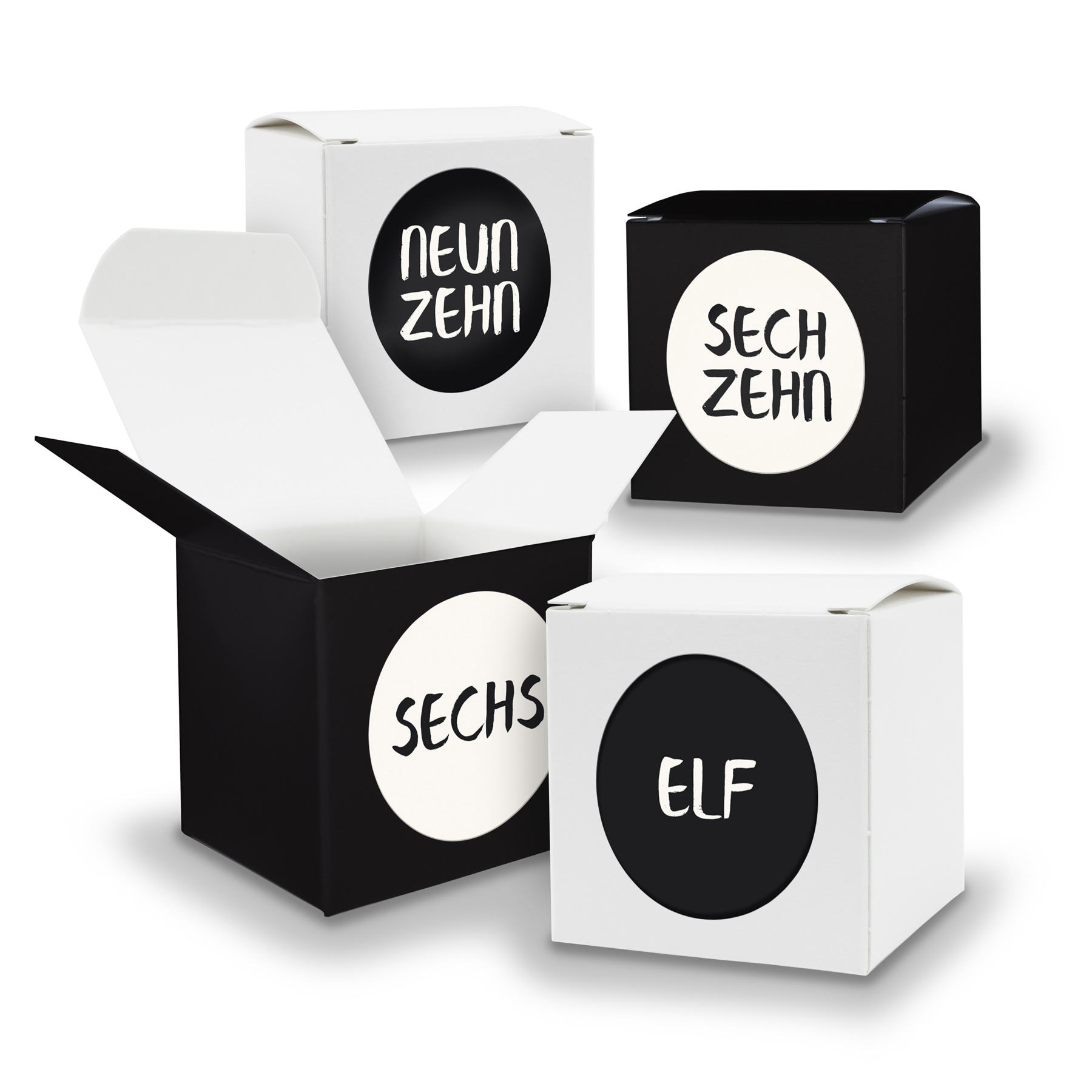 Adventskalender zum F�llen 24x W�rfel 5cm SCHWARZ + WEI�...