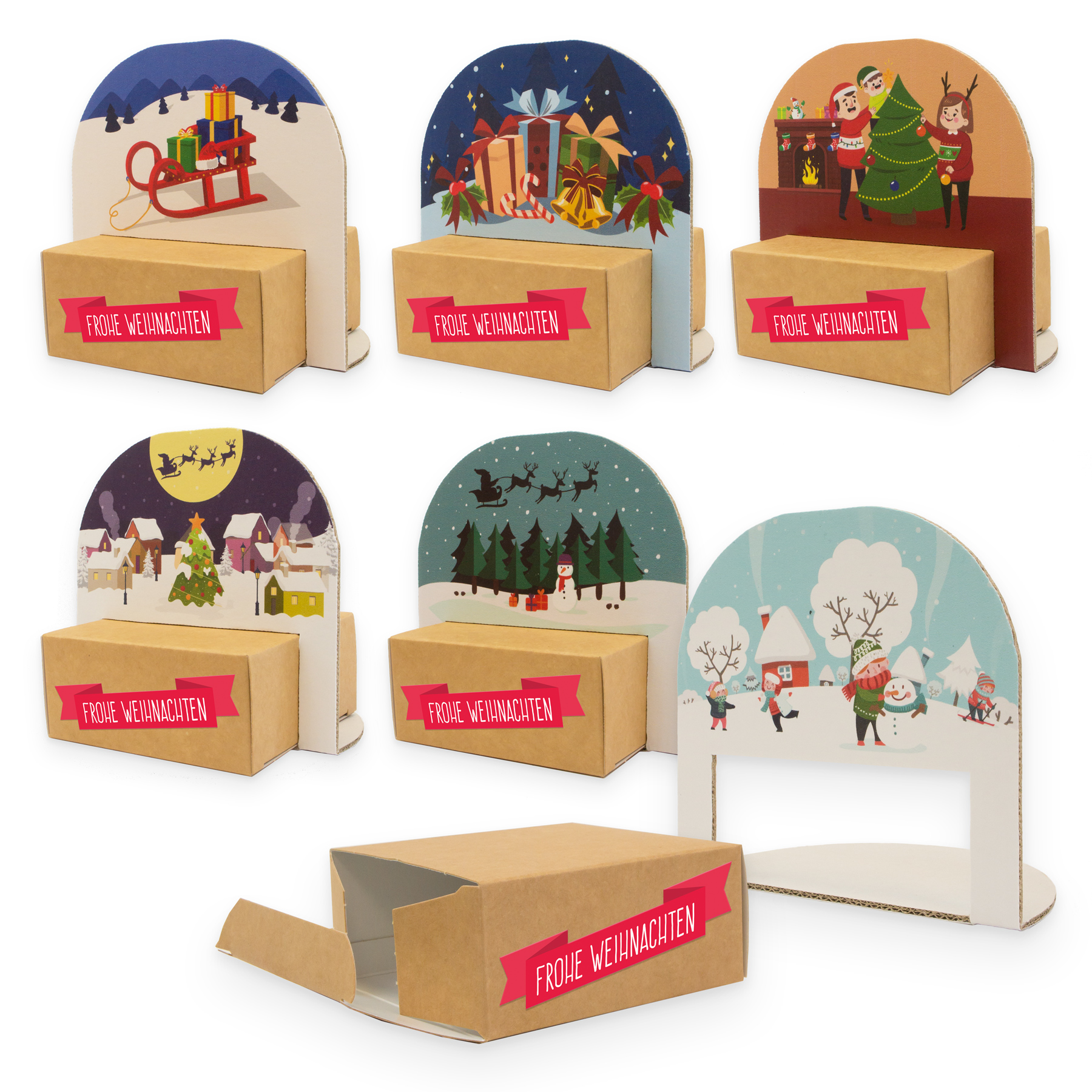 itenga Geschenkverpackung Set "Weihnachten" 6x Verpackun...