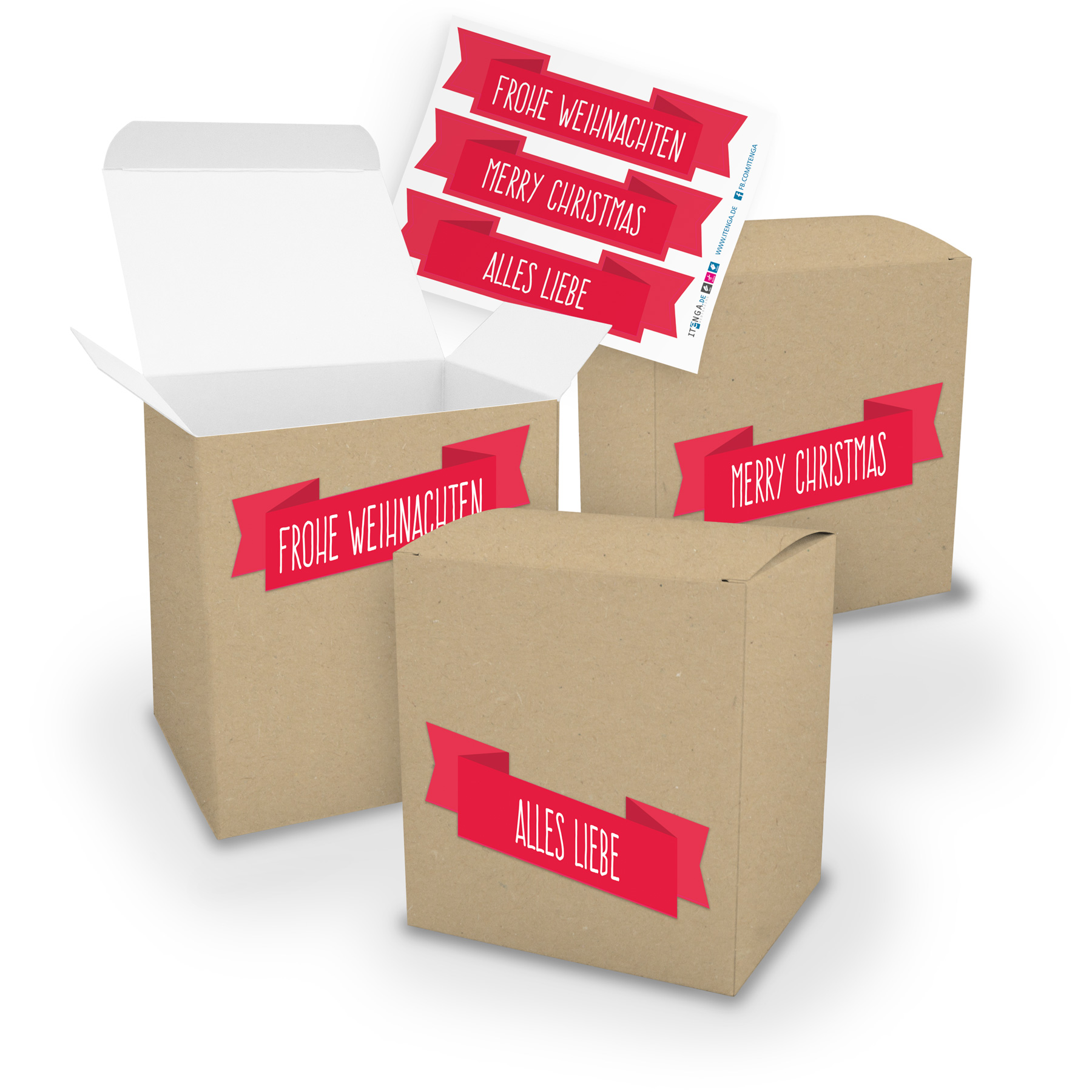 itenga Geschenkverpackung Set 3x XL W�rfel BRAUN+ Sticke...