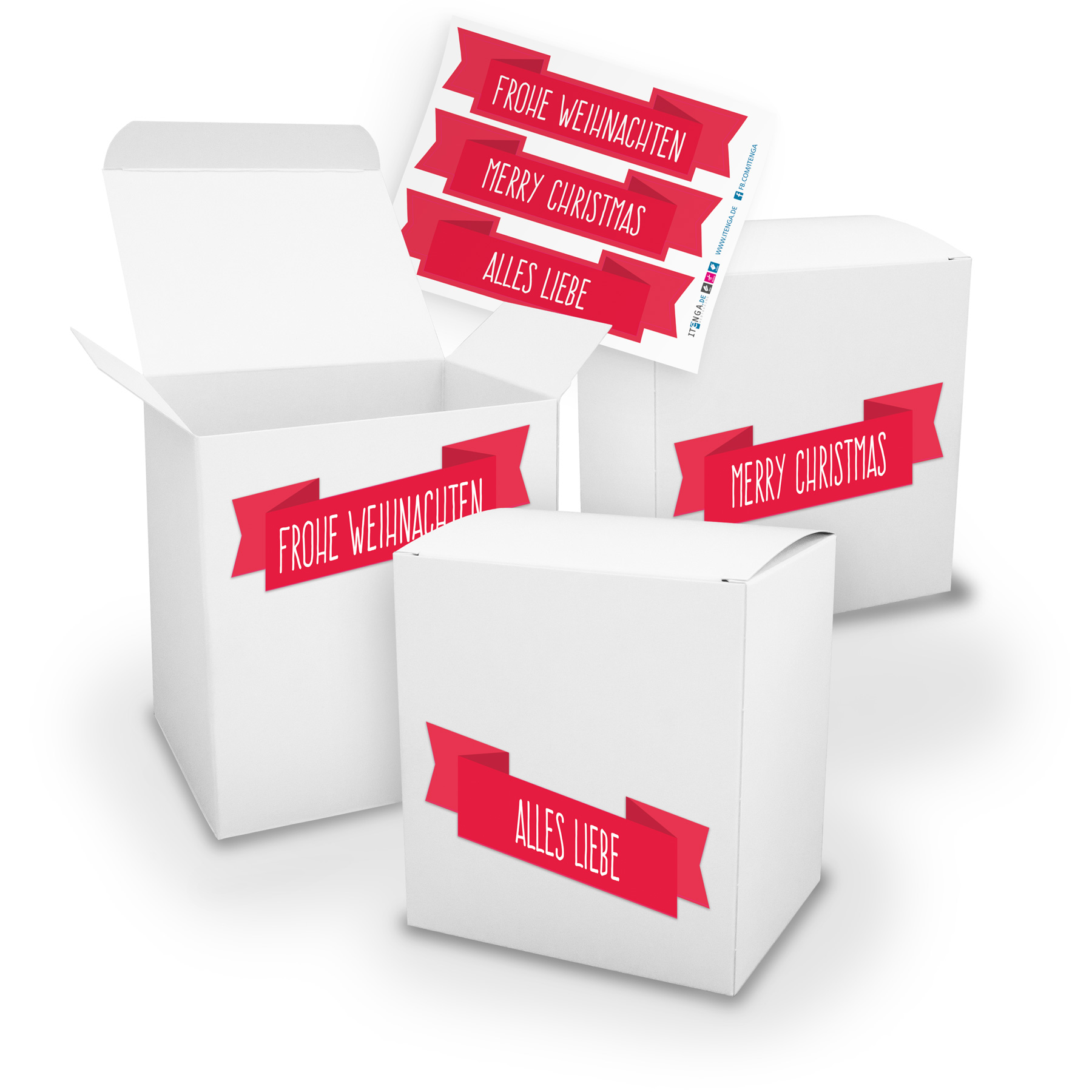 itenga Geschenkverpackung Set 3x XL W�rfel wei� + Sticke...