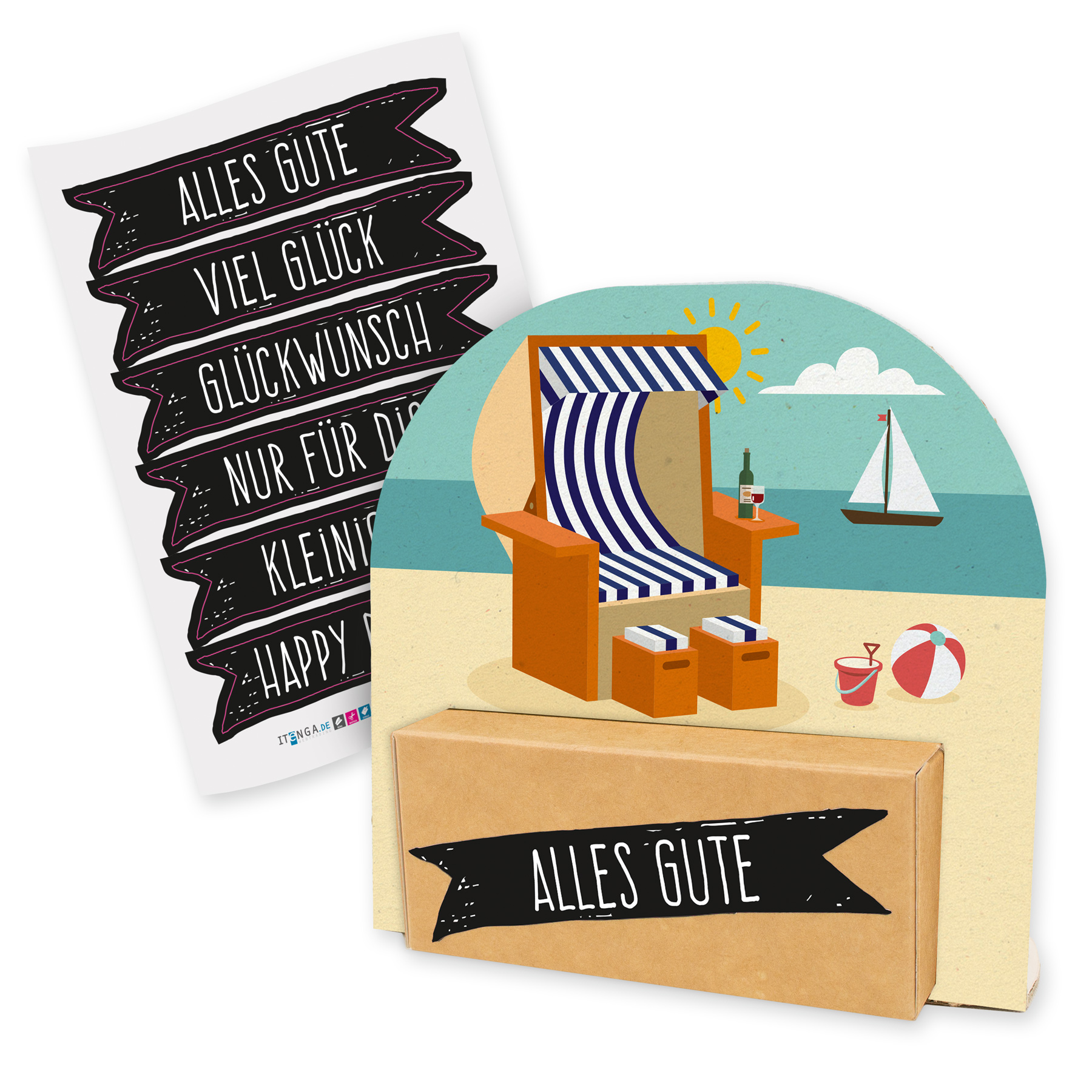 itenga Geldgeschenkverpackung Strandkorb Urlaub Meer San...
