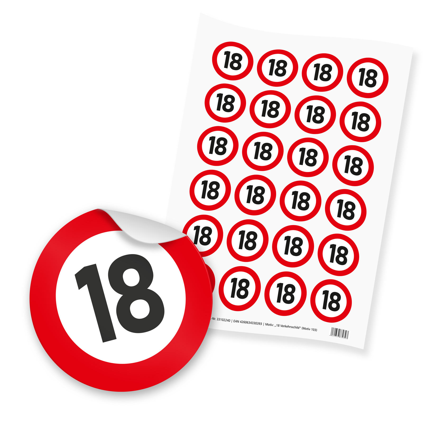 itenga 24x Sticker 18 Verkehrsschild (Motiv 103)
