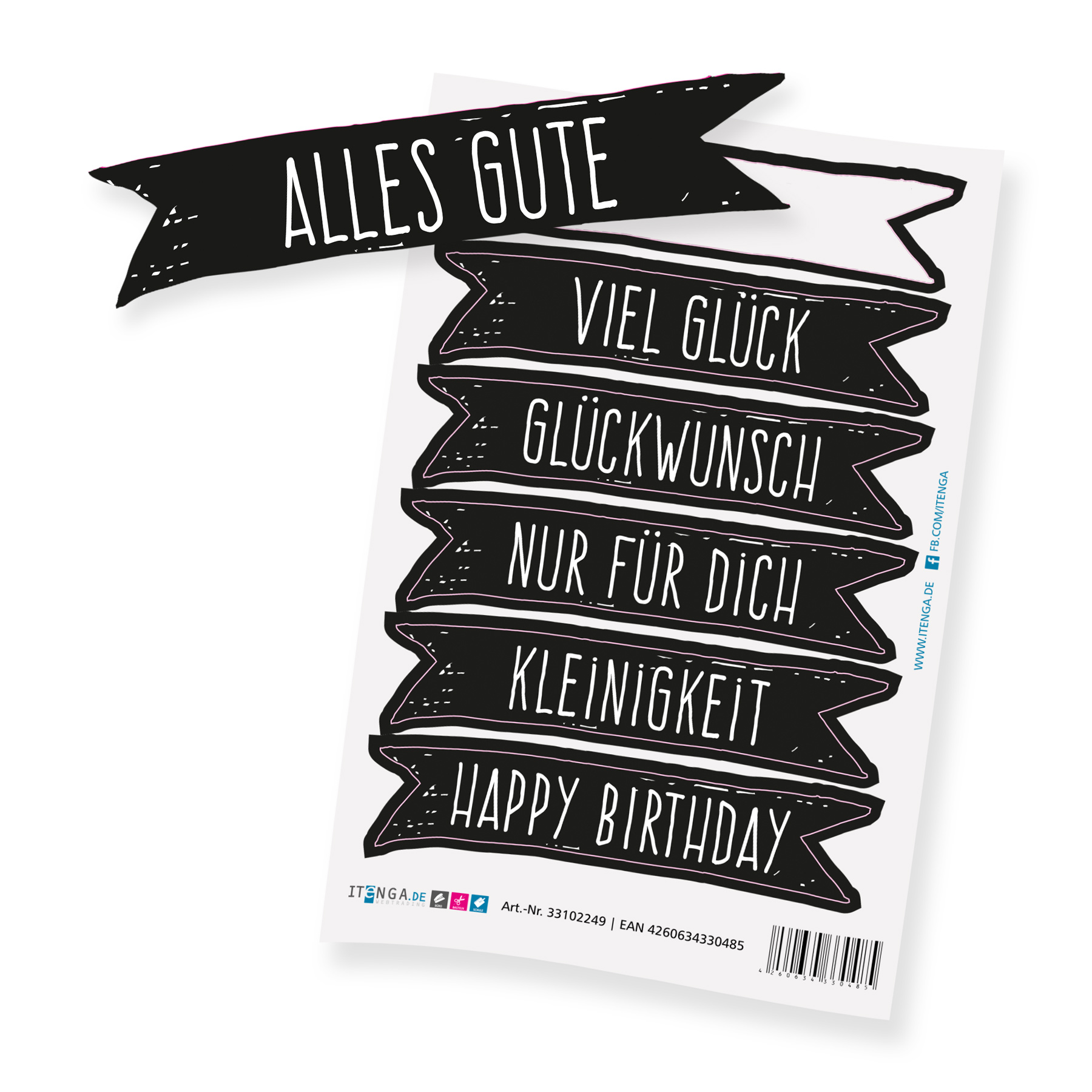 itenga Stickerbogen Mix 6x Sticker "Alles Gute / Happy B...