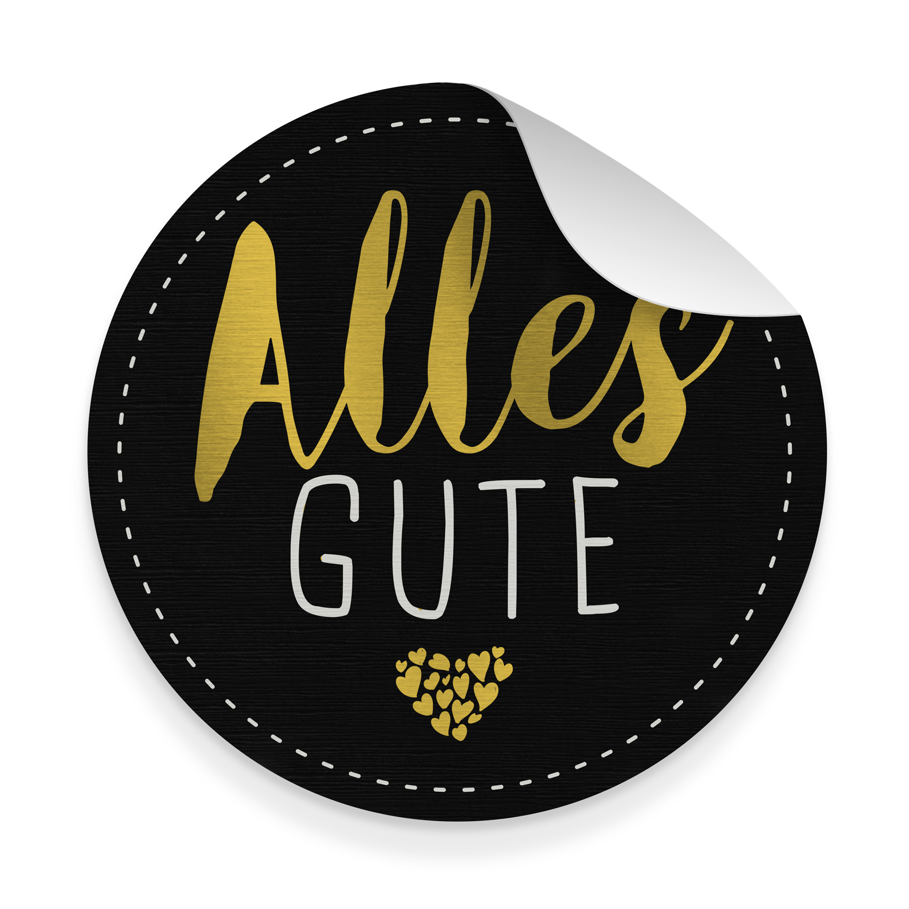 itenga 10x Aufkleber Sticker ALLES GUTE Schwarz Goldfoli...