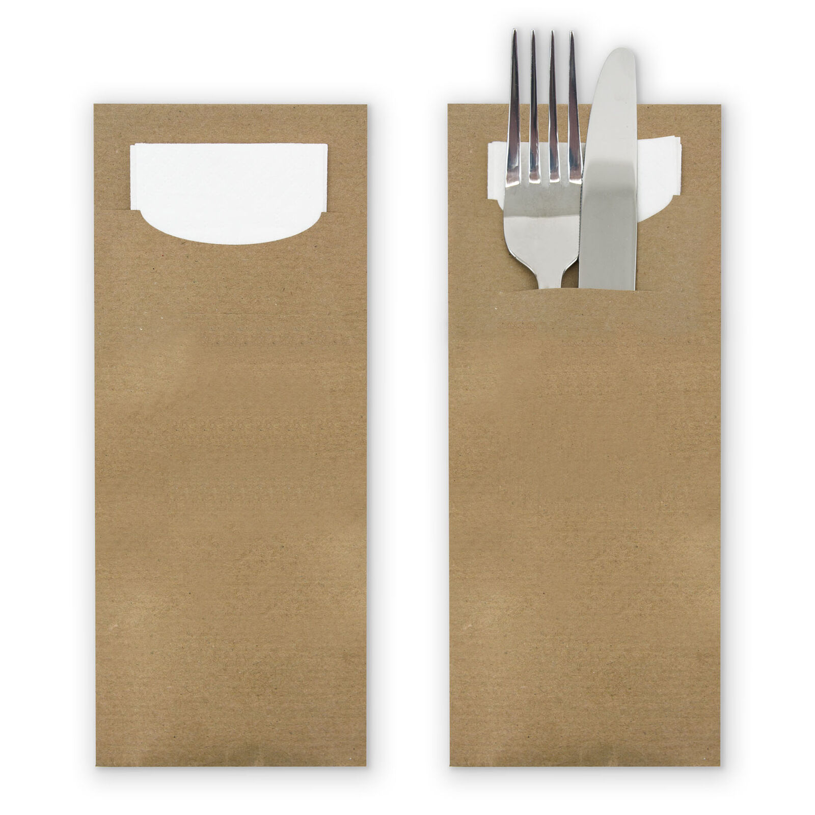 itenga 24x Bestecktasche aus Papier Kraftkarton Einweg m...