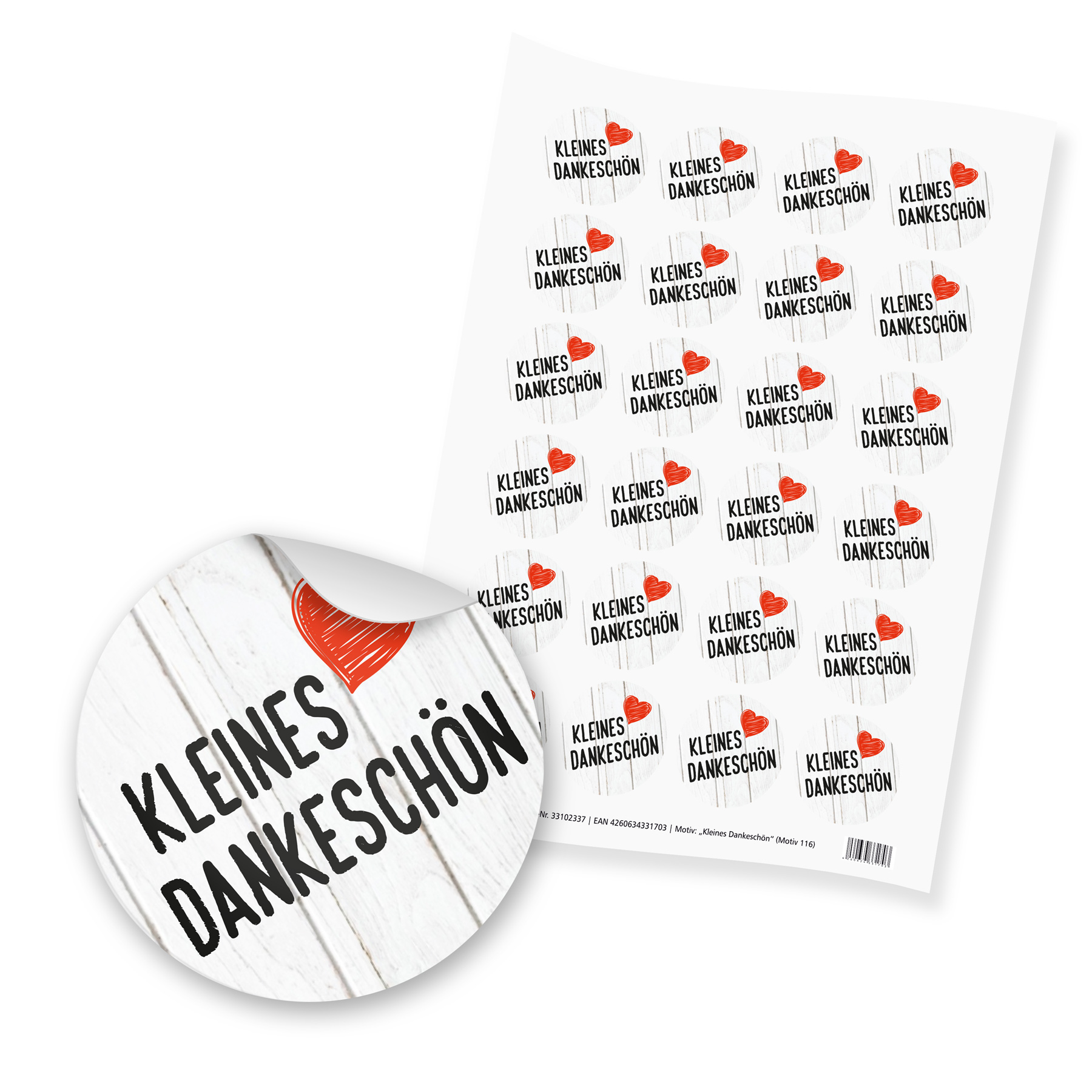 itenga 24x Sticker kleines Dankesch�n (Motiv 116) rot sc...