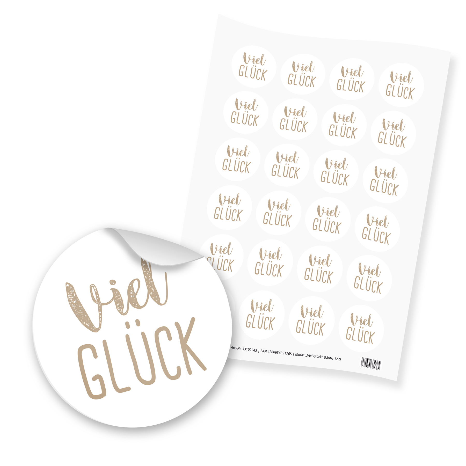 itenga 24x Sticker Aufkleber Viel Gl�ck (Motiv 122) brau...