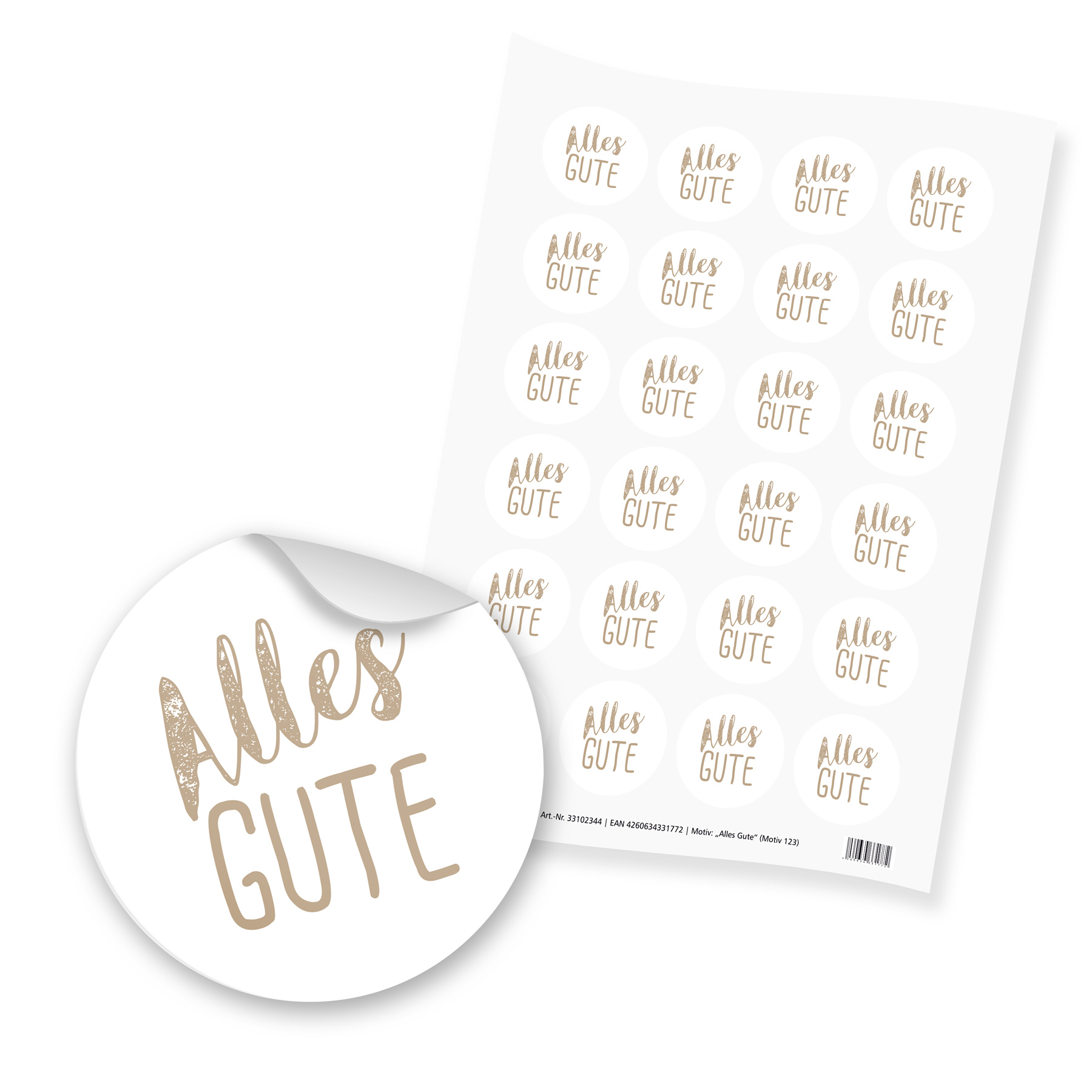 itenga 24x Sticker Aufkleber Alles Gute (Motiv 123) brau...